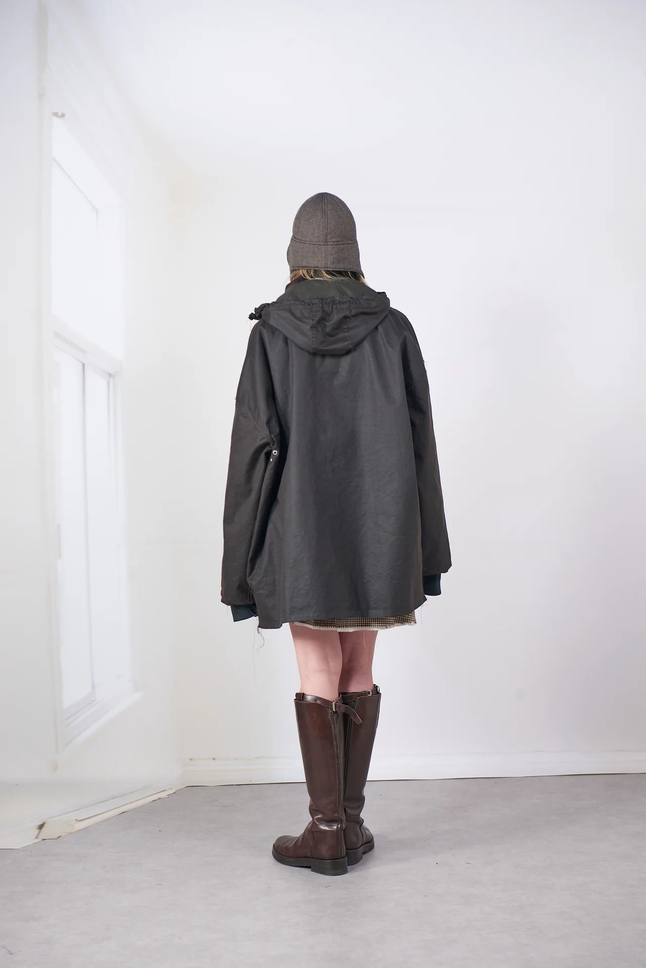 BROWN WAXED COTTON OUTDOOR HUNTING JACKET