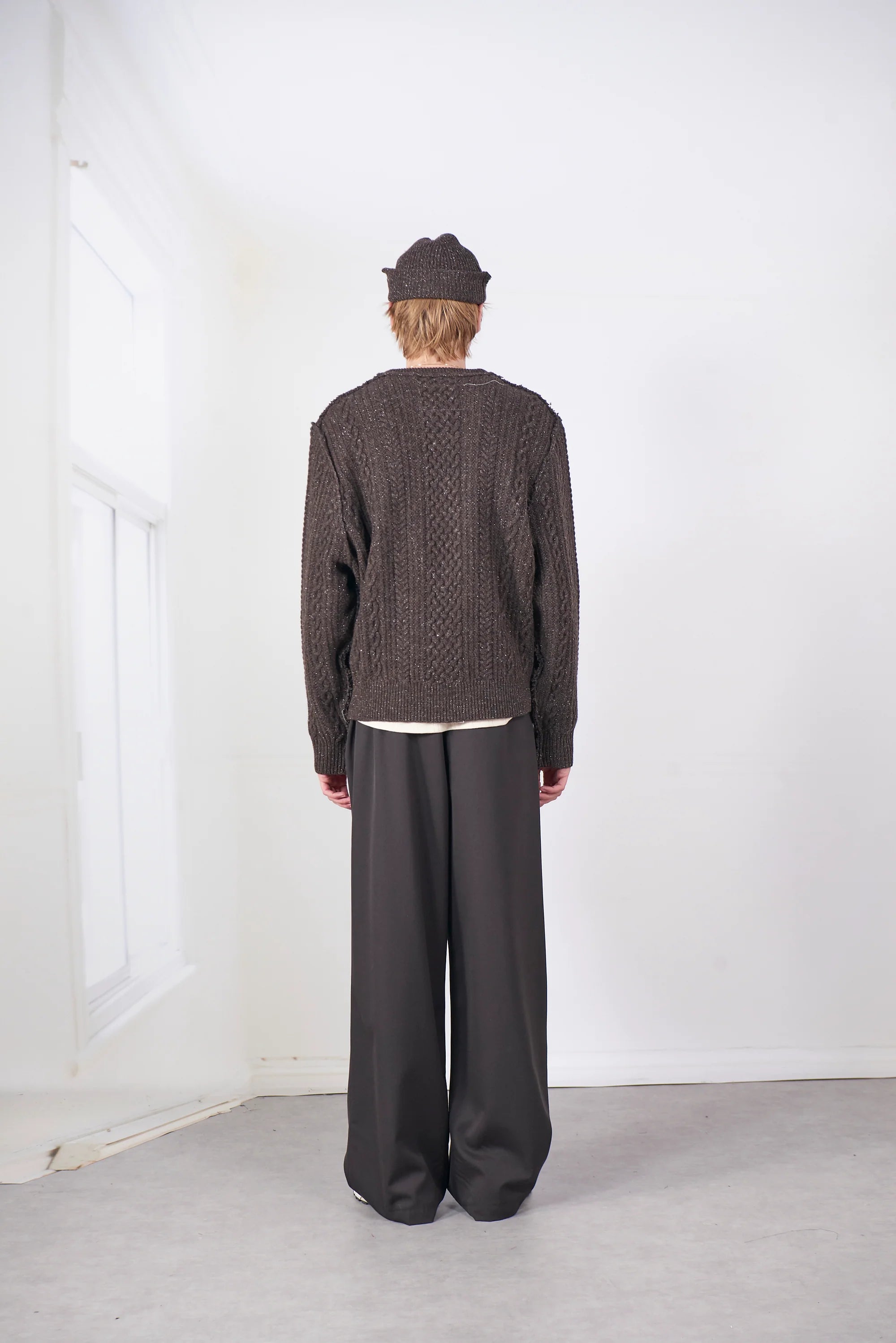 NATURAL BROWN GLITTER FRANKENSTEIN CABLE KNIT