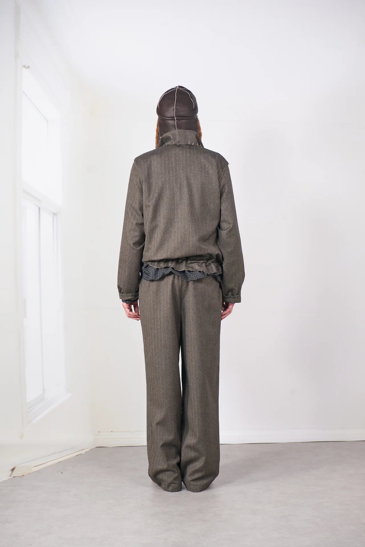 BROWN HERRINGBONE TRACK JACKET