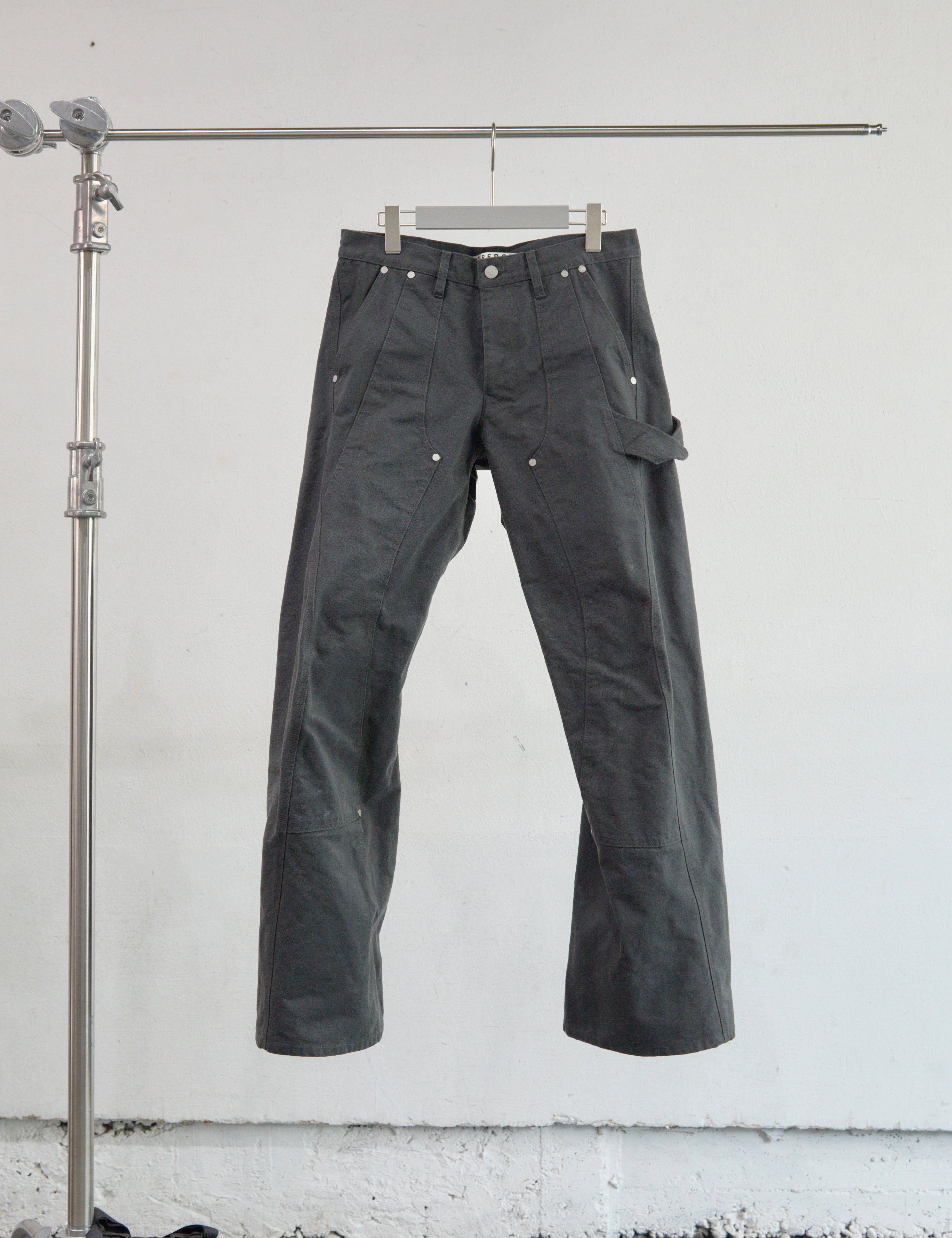 CHARCOAL CURVED LEG DOUBLE KNEE WORK PANTS
