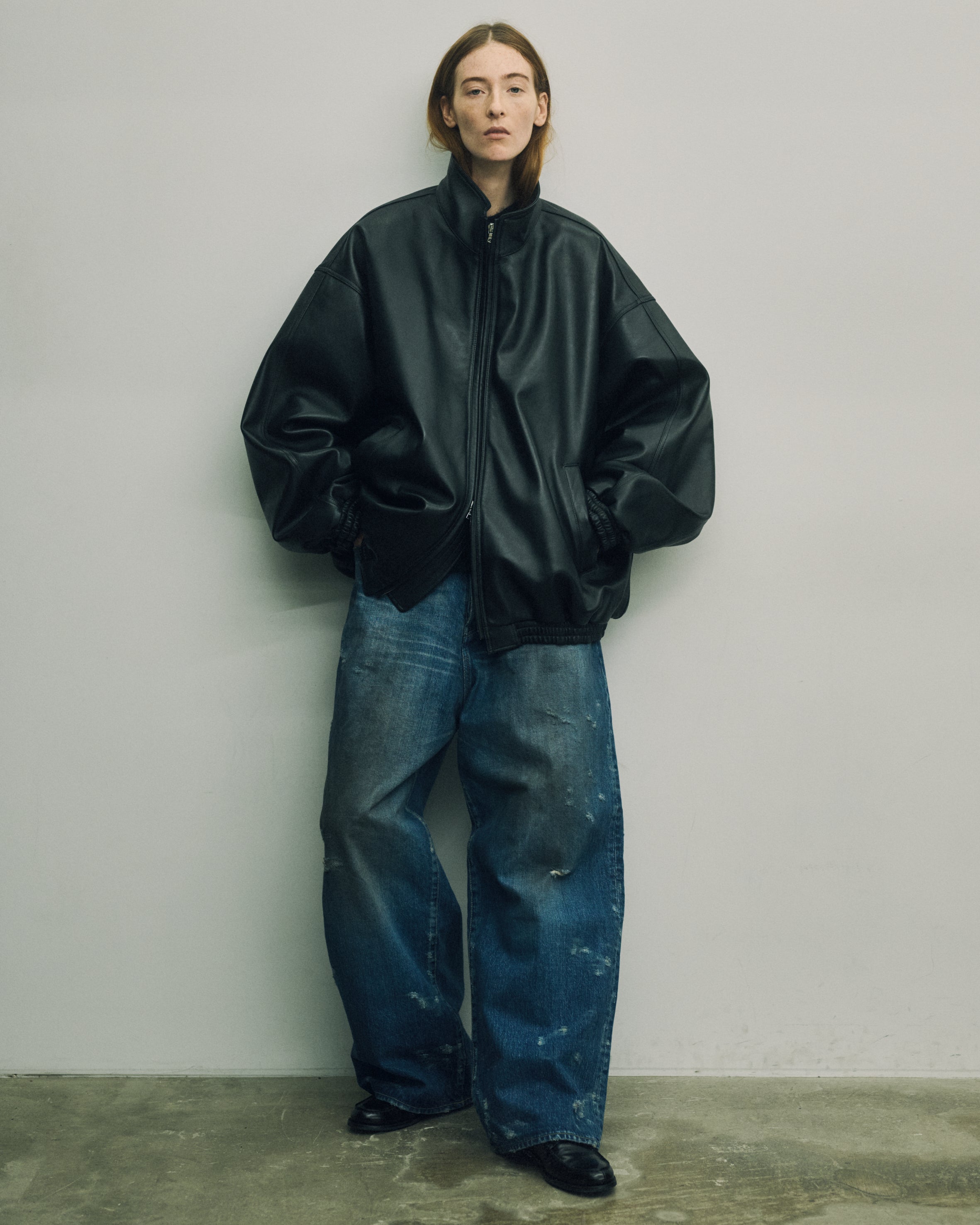BLACK SHEEP LEATHER STAND COLLAR JACKET