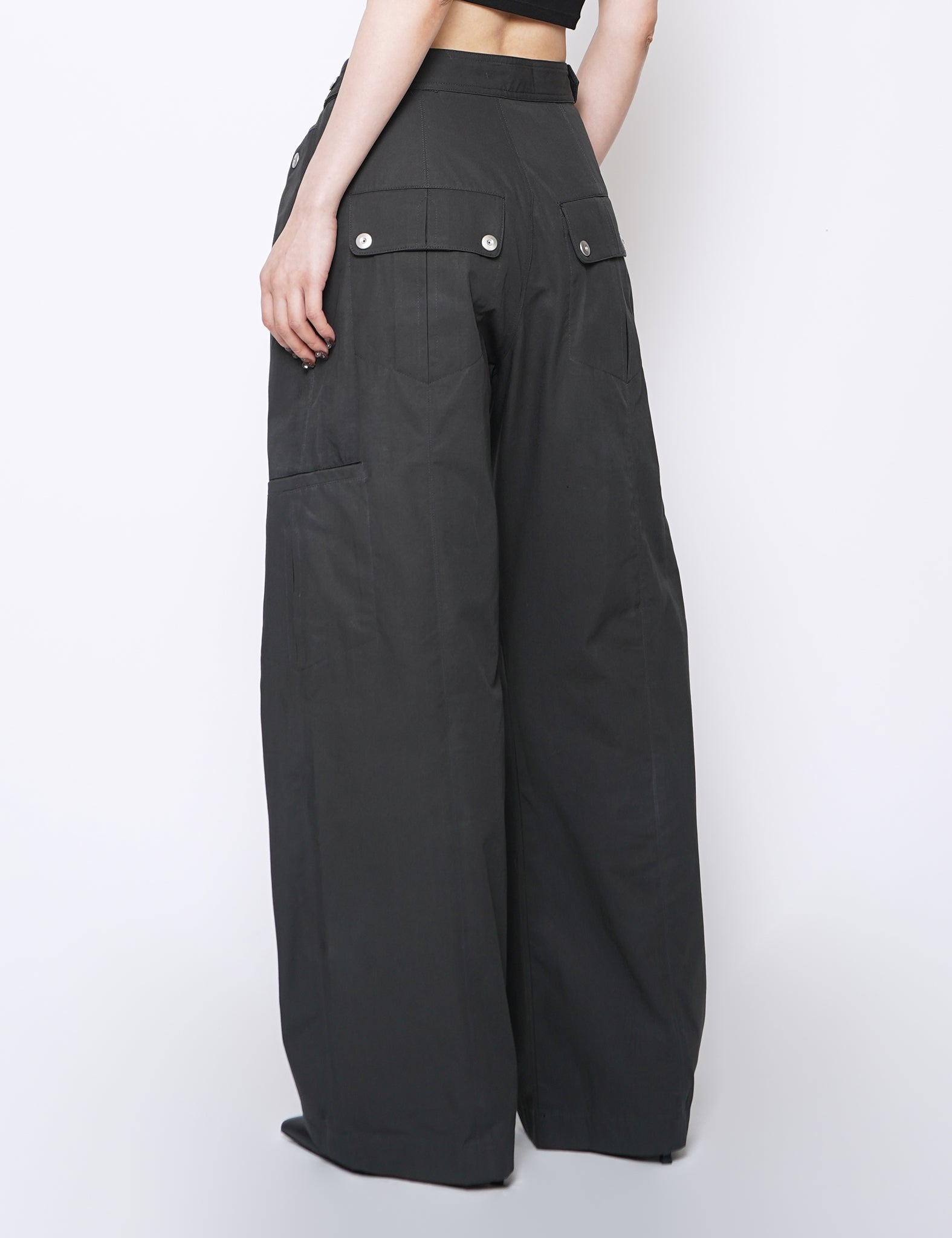 CHARCOAL COTTON GABARDINE CAROL TROUSERS