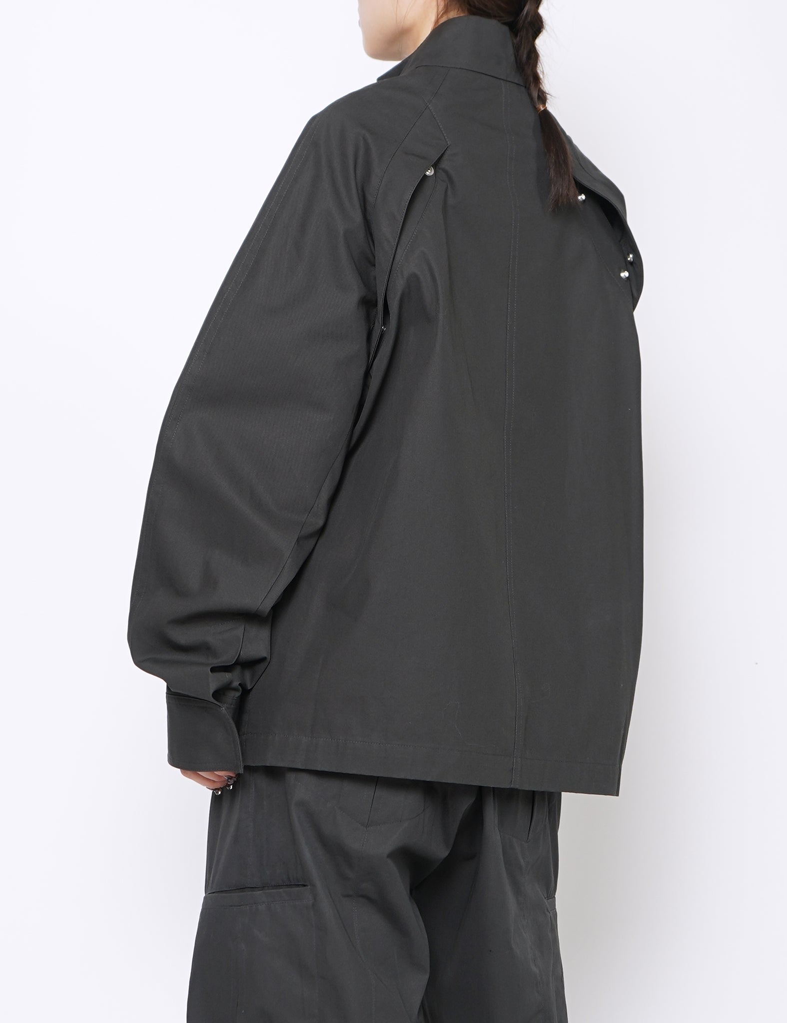 CHARCOAL COTTON GABARDINE NEMESIS BLOUSON