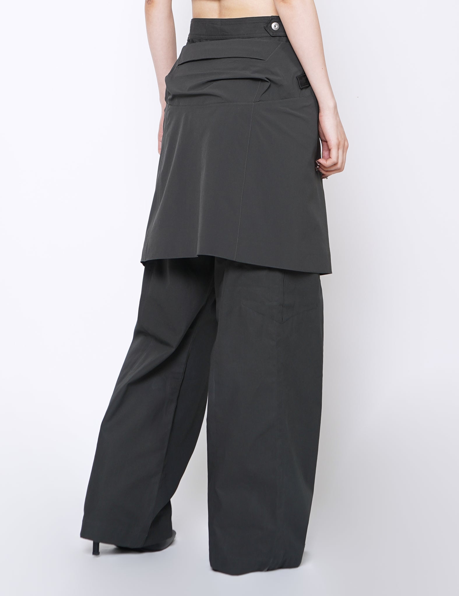 CHARCOAL BI-STRETCH NYLON WRAPPED SKIRT