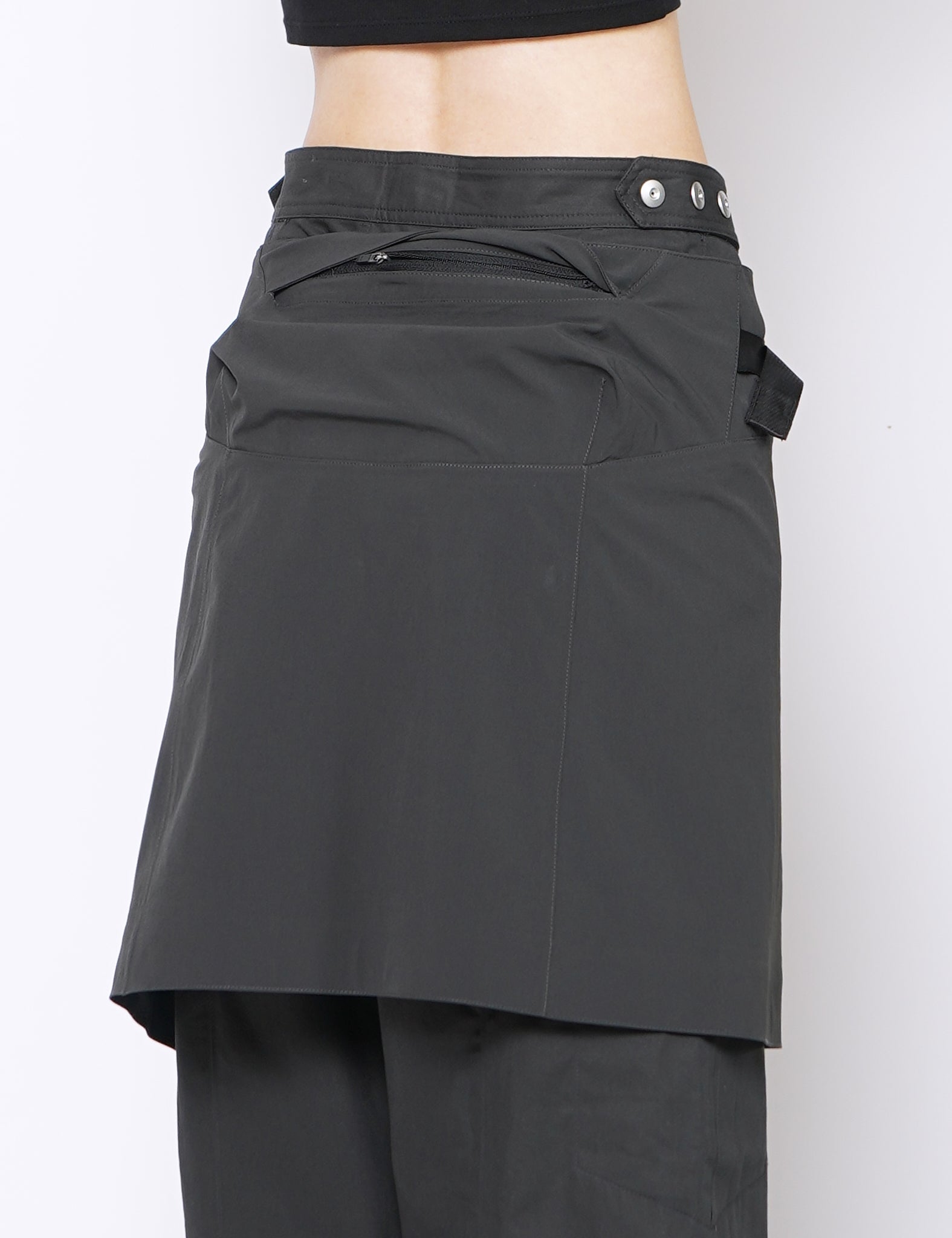 CHARCOAL BI-STRETCH NYLON WRAPPED SKIRT