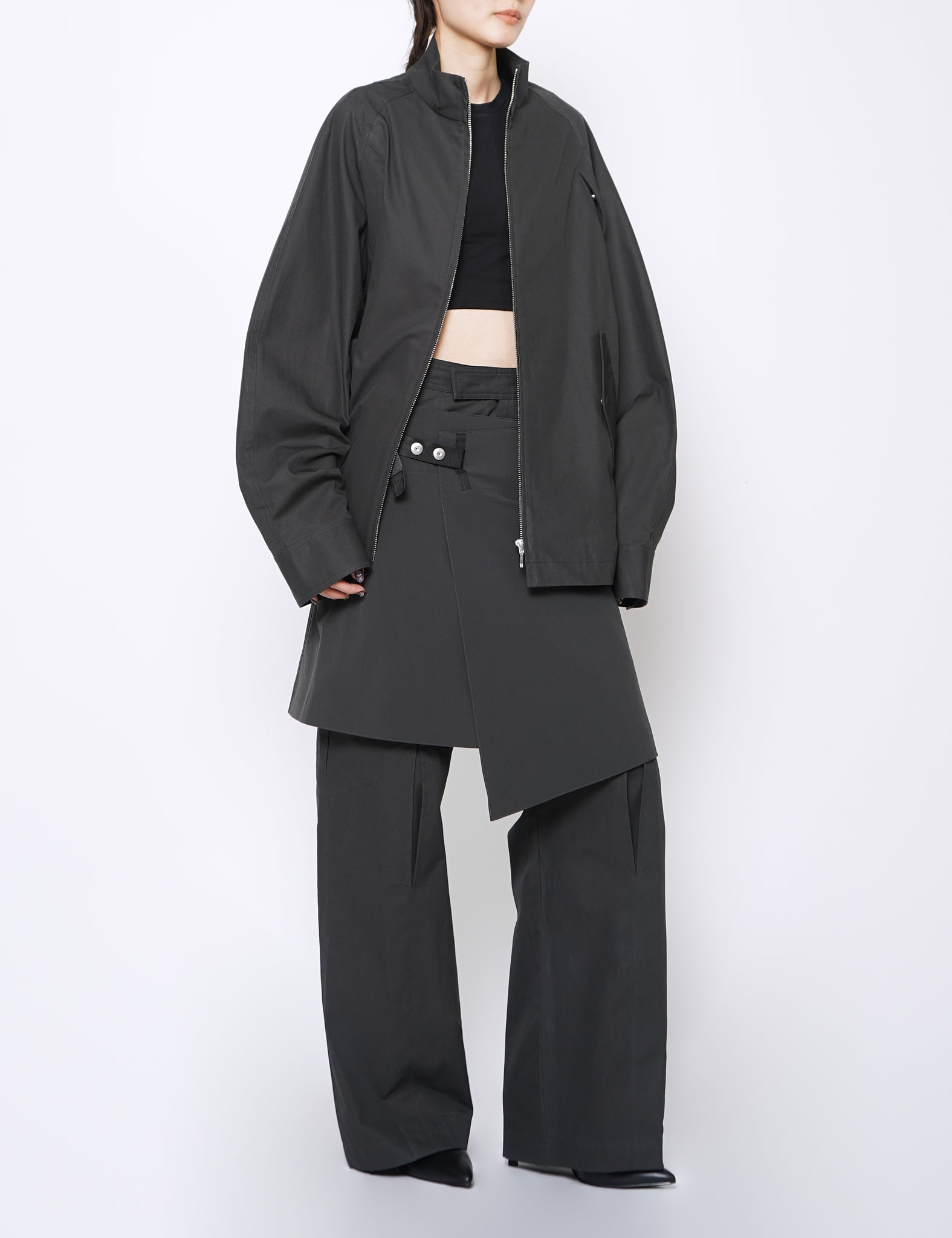 CHARCOAL COTTON GABARDINE NEMESIS BLOUSON