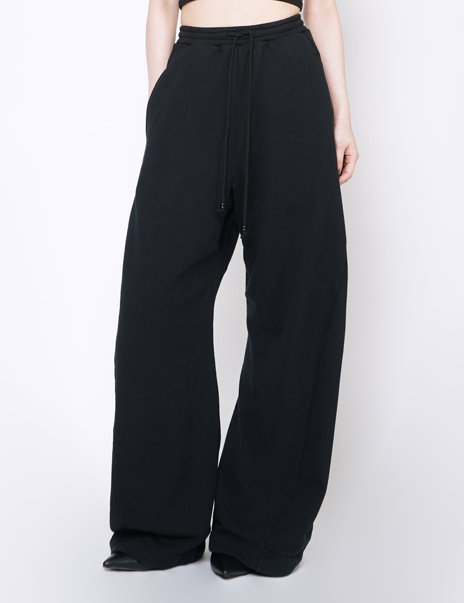 BLACK 3D TWISTED LOUNGE WIDE PANTS