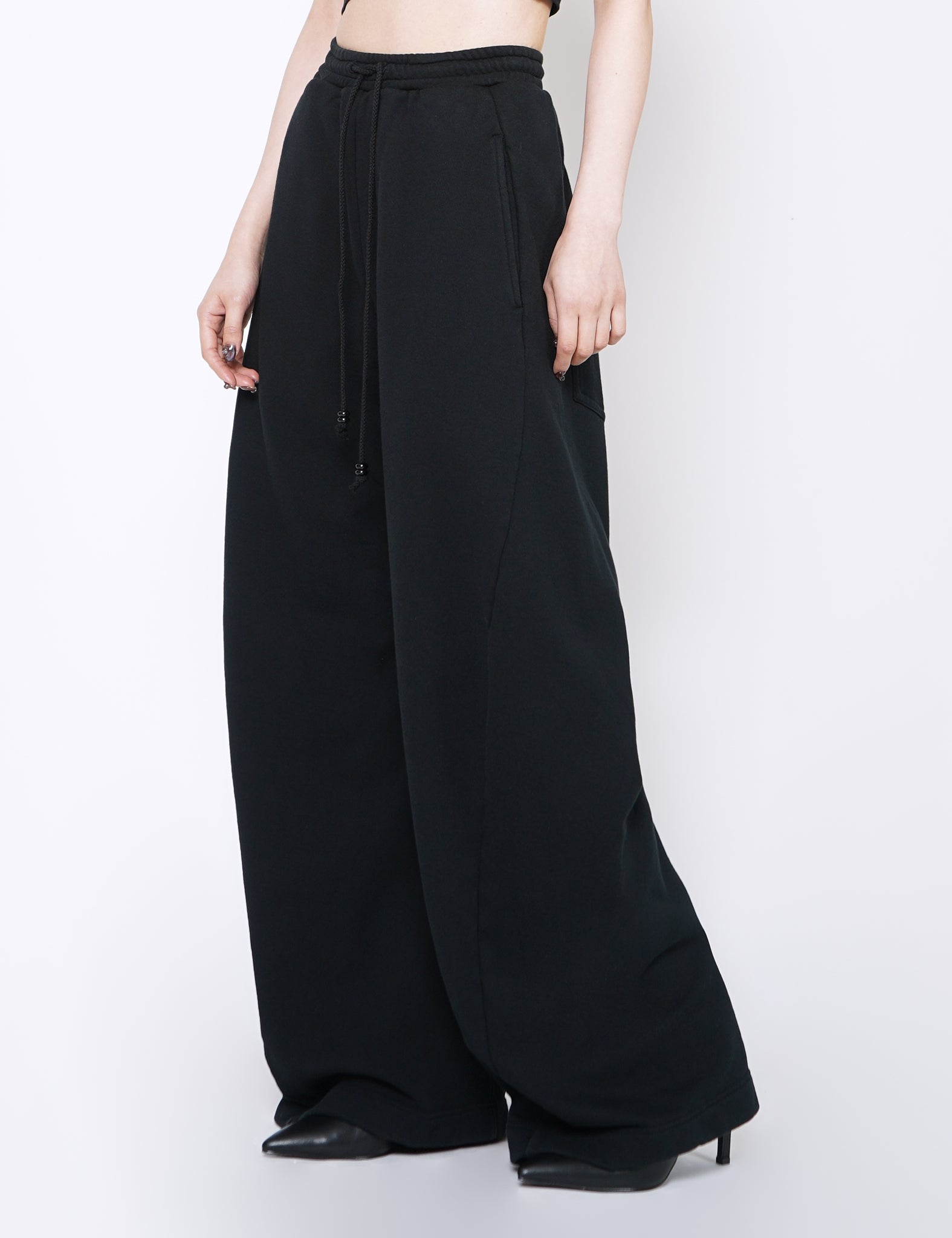 BLACK 3D TWISTED LOUNGE WIDE PANTS