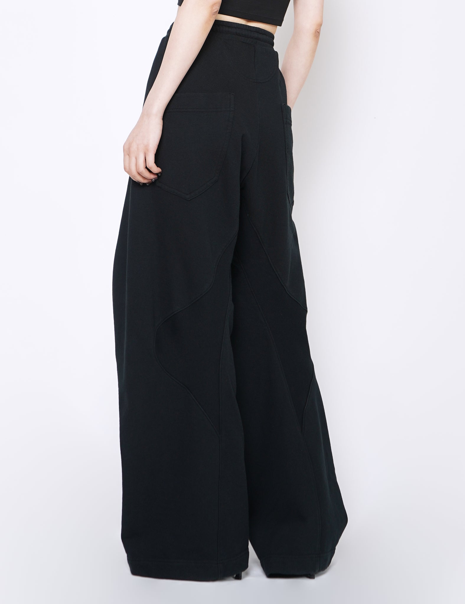 BLACK 3D TWISTED LOUNGE WIDE PANTS