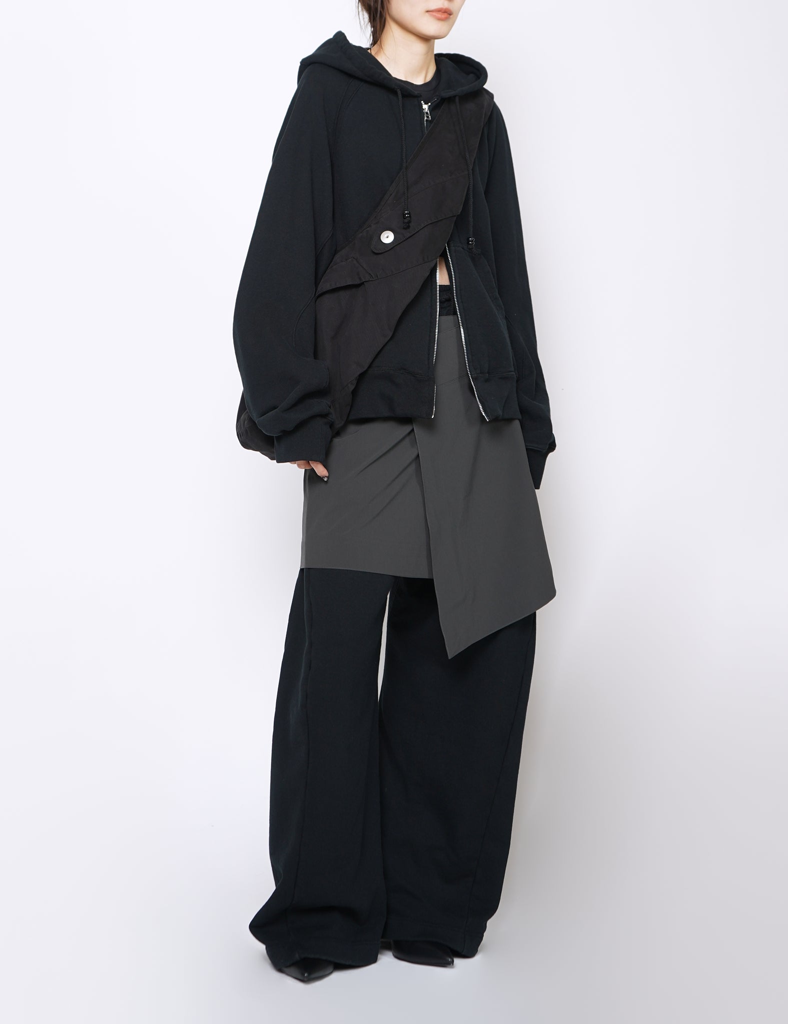 BLACK 3D TWISTED LOUNGE WIDE PANTS