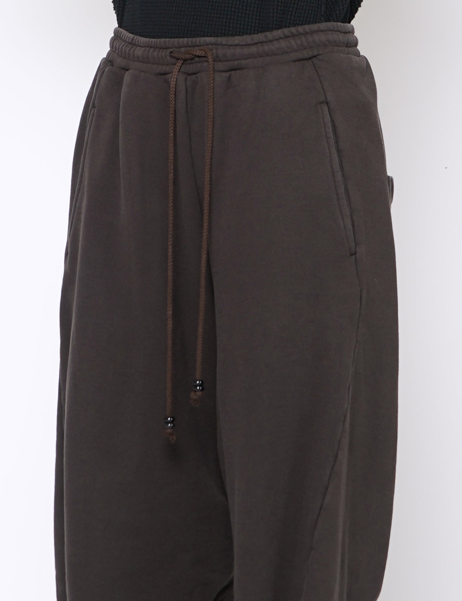 DARK BROWN 3D TWISTED LOUNGE WIDE PANTS