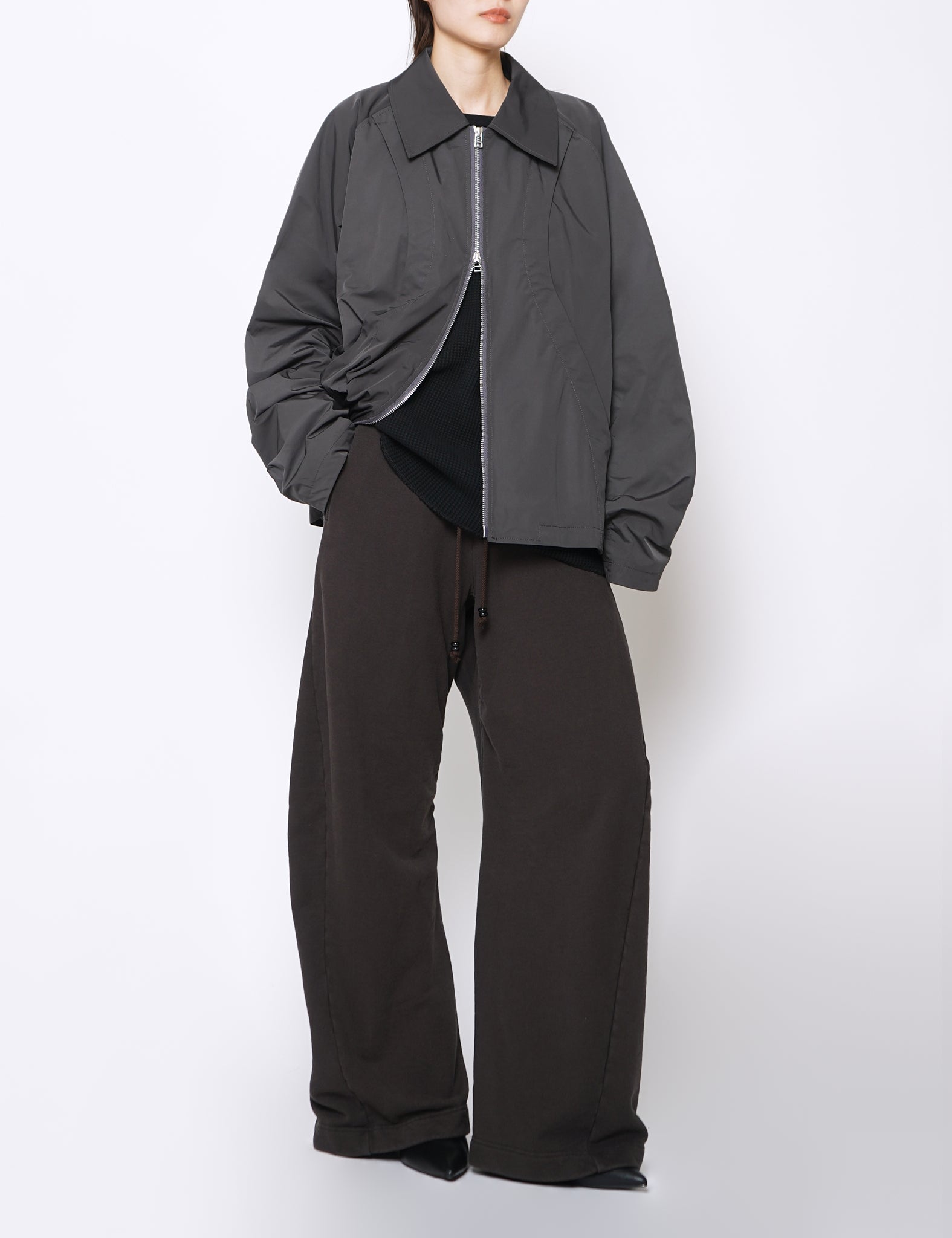 DARK BROWN 3D TWISTED LOUNGE WIDE PANTS