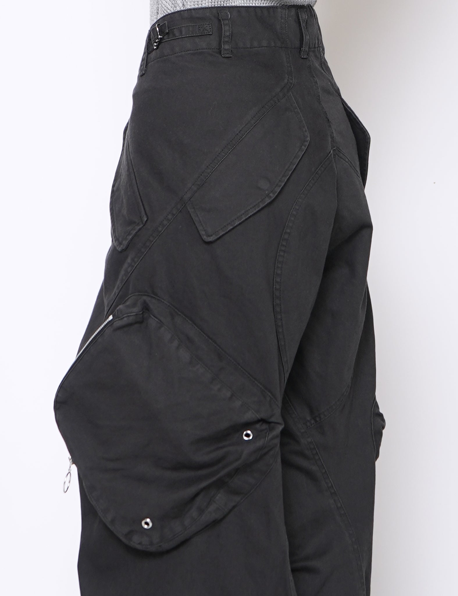 BLACK 3D TWISTED CARGO PANTS