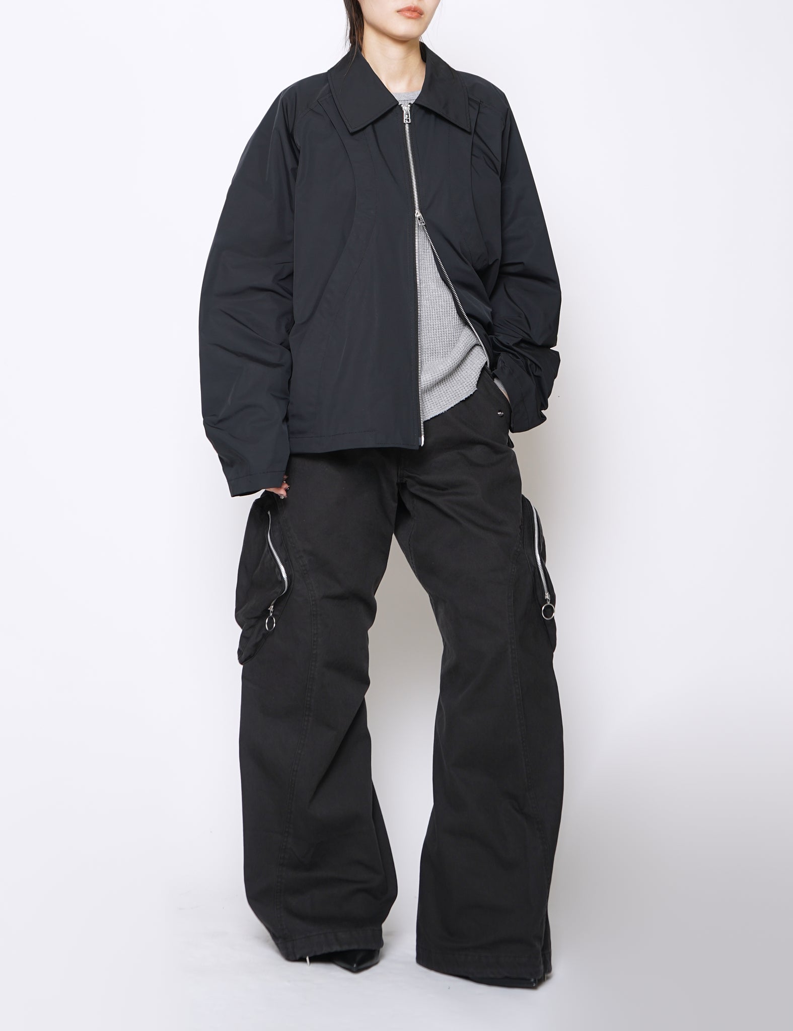 BLACK 3D TWISTED CARGO PANTS