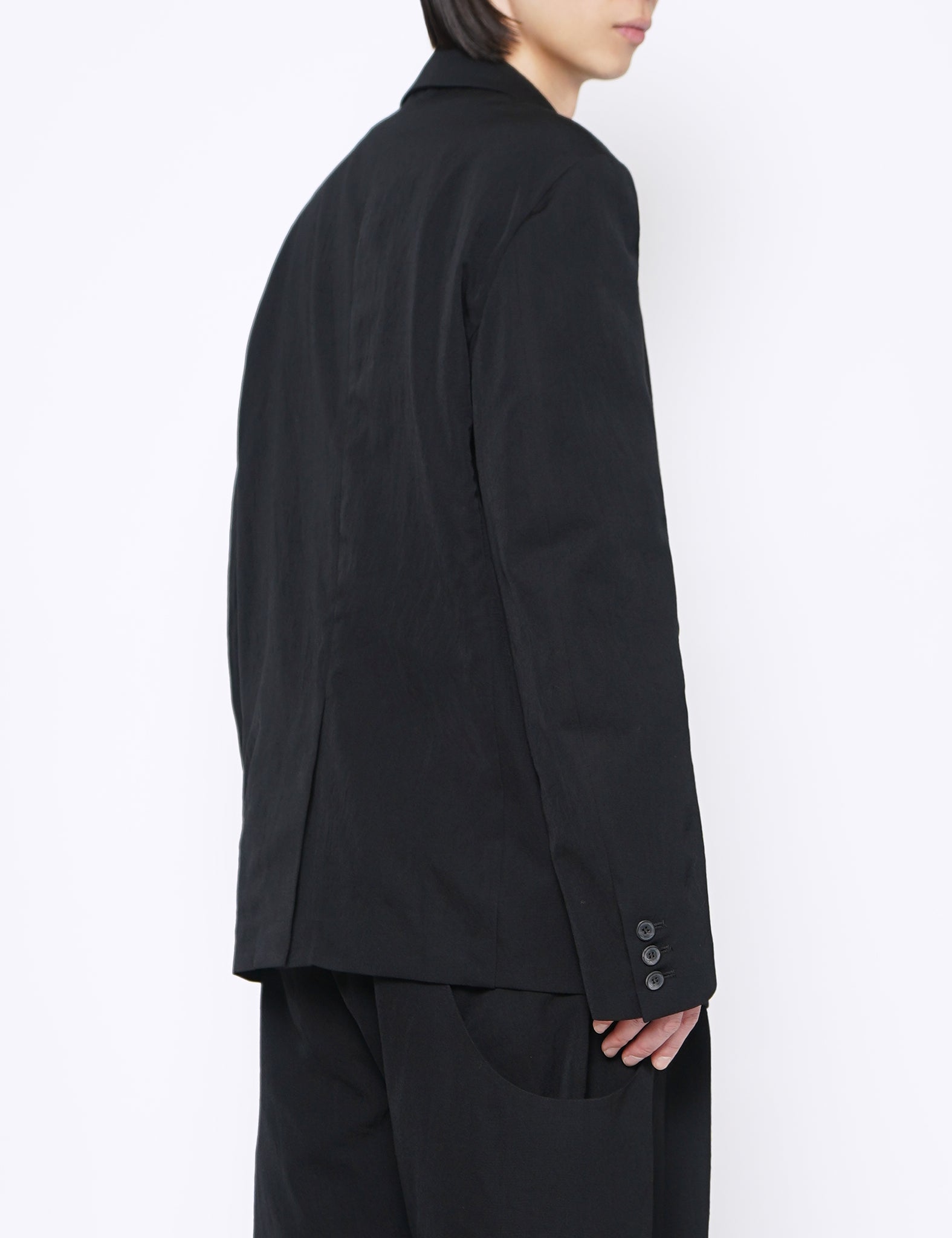 BLACK PANELLED SINGLE-BREASTED BLAZER