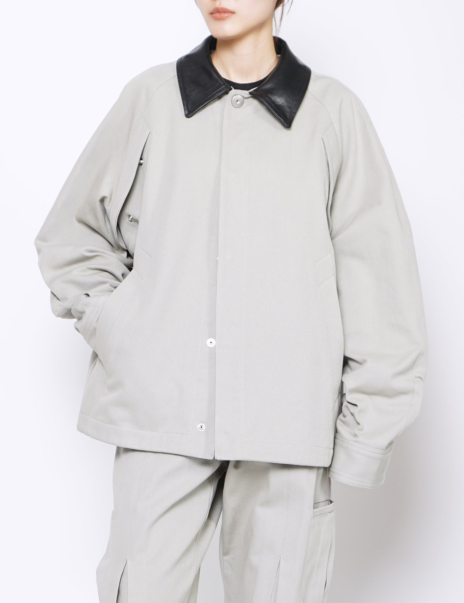 ASH X BLACK COTTON COW LEATHER BOVE JACKET
