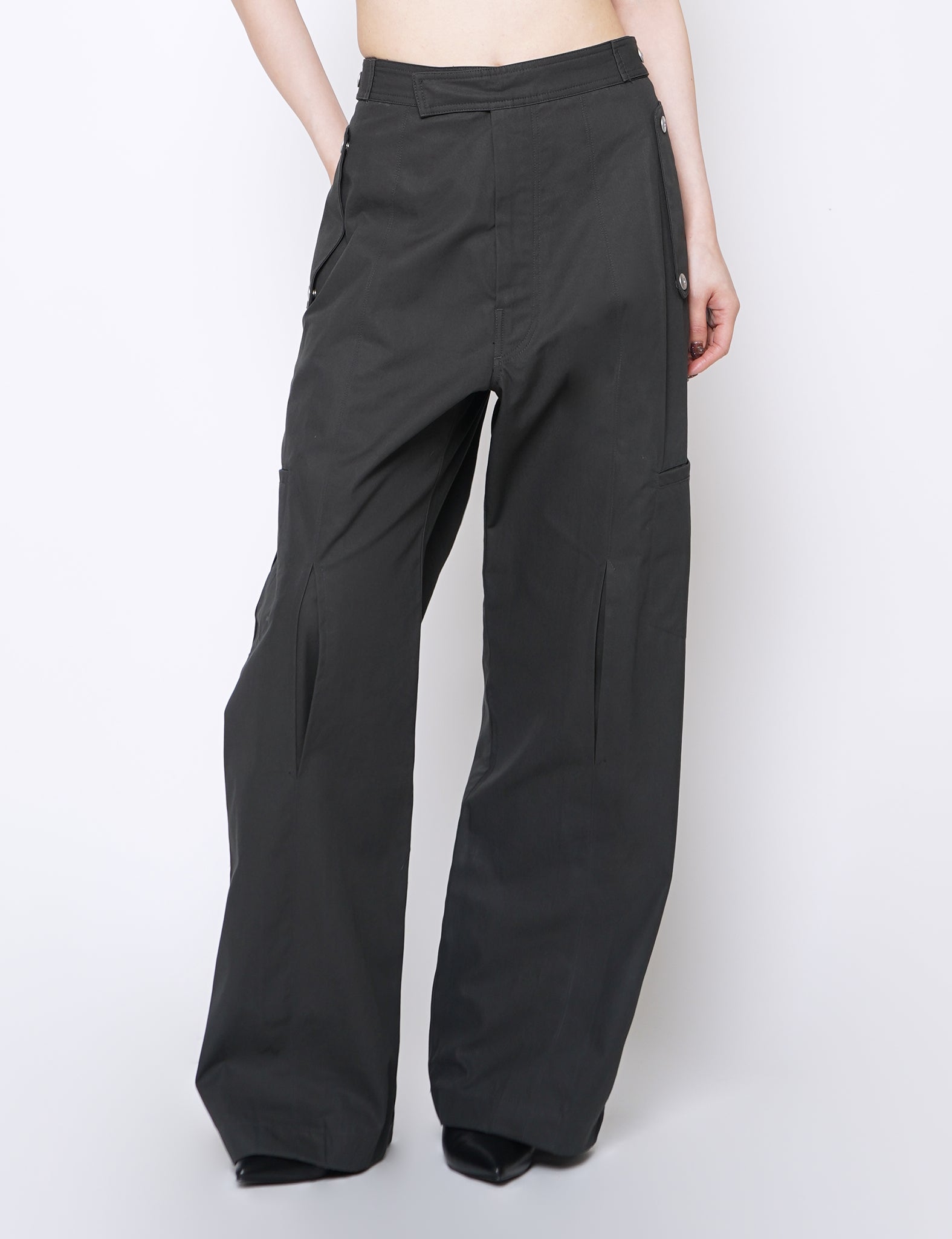 CHARCOAL COTTON GABARDINE CAROL TROUSERS