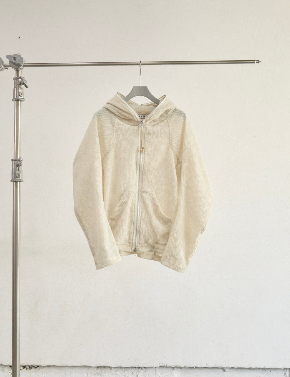 IVORY SEMI SHEER FULL ZIP UP HOODIE