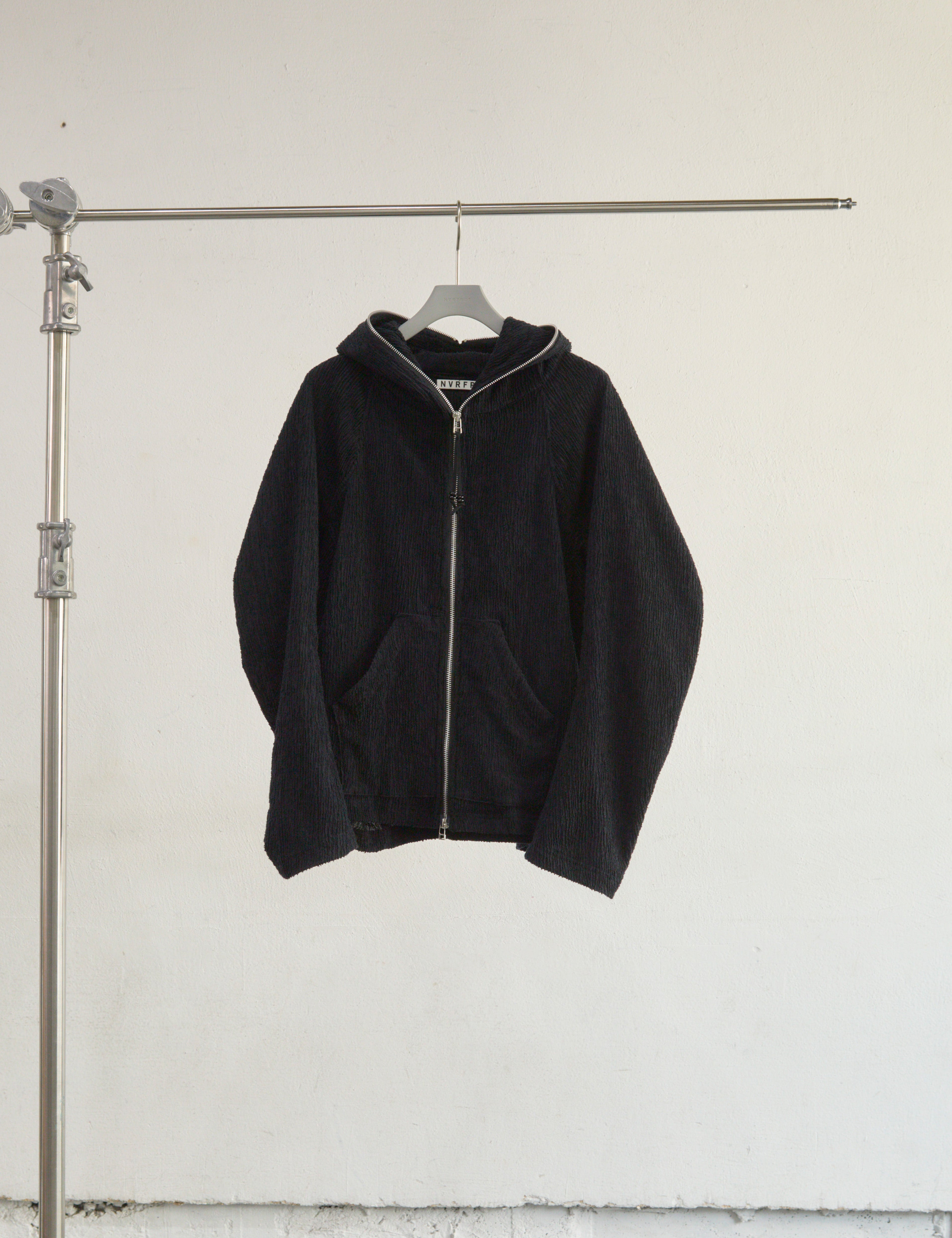 BLACK SEMI SHEER FULL ZIP UP HOODIE