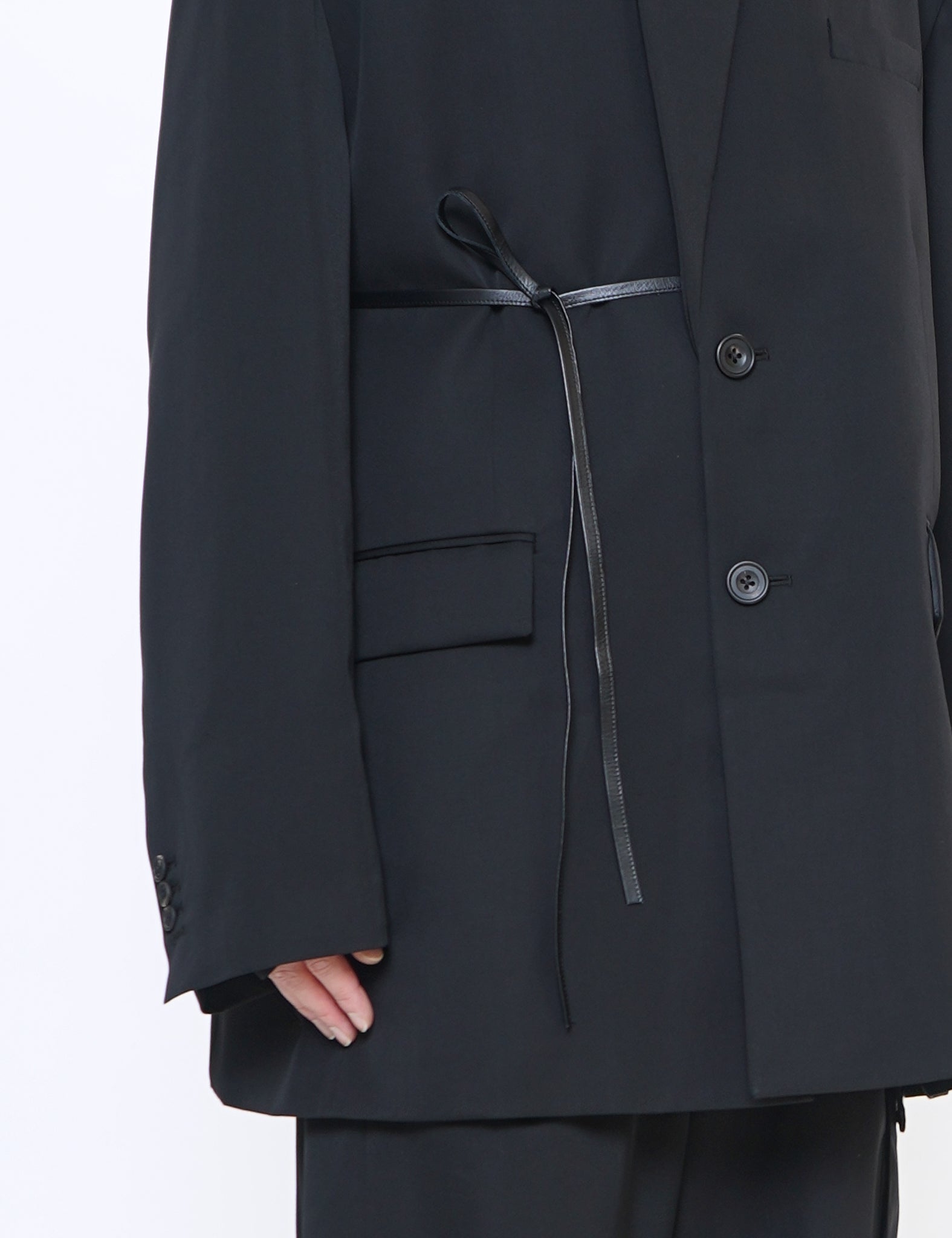 BLACK OVERSIZED SINGLE BREASTED LONG JACKET
