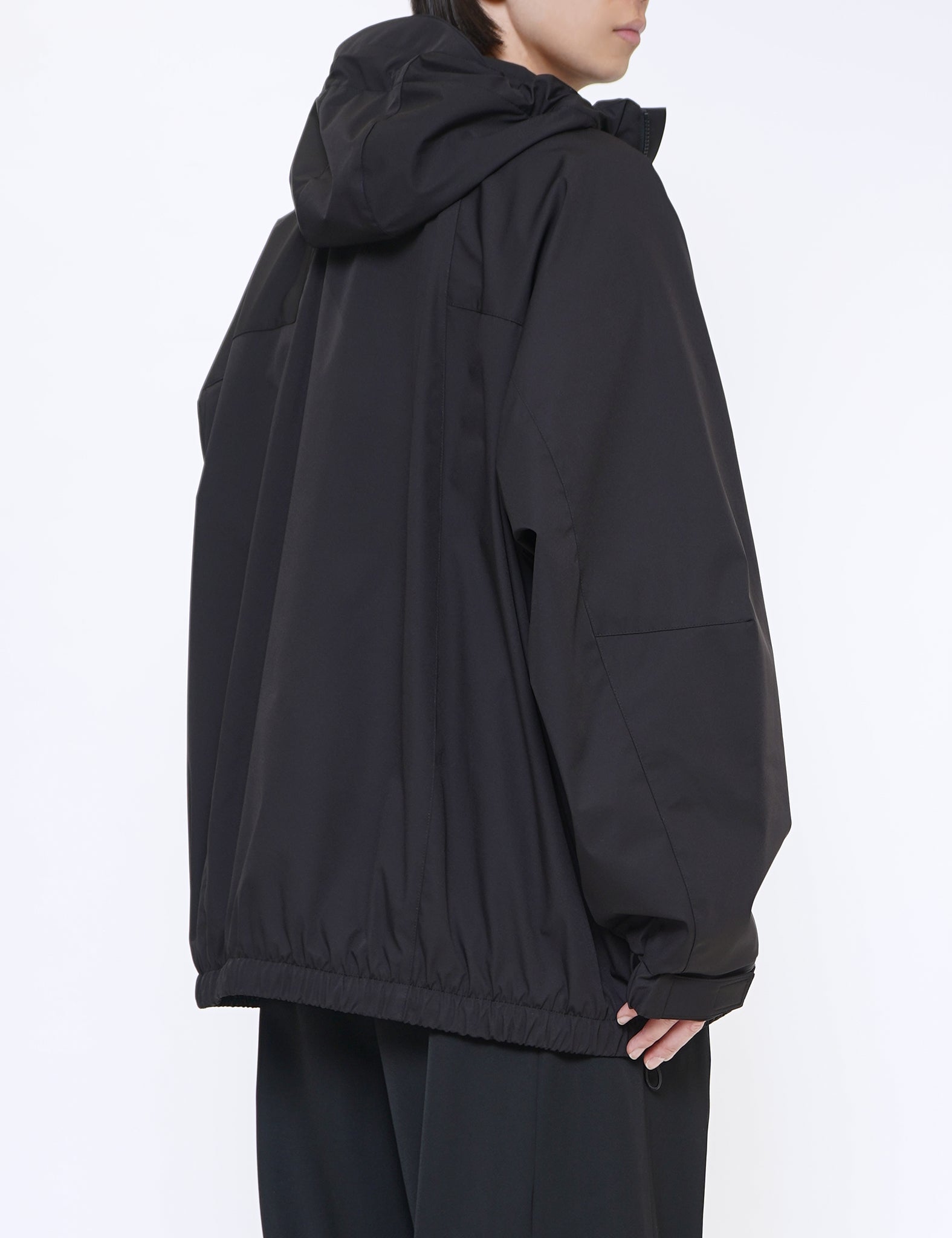 BLACK WEATHER PROTECTION HOODED JACKET