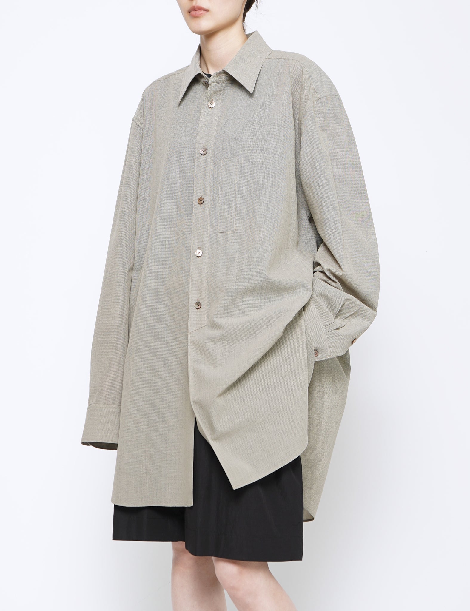 BEIGE MIDDLE LENGTH SHIRT