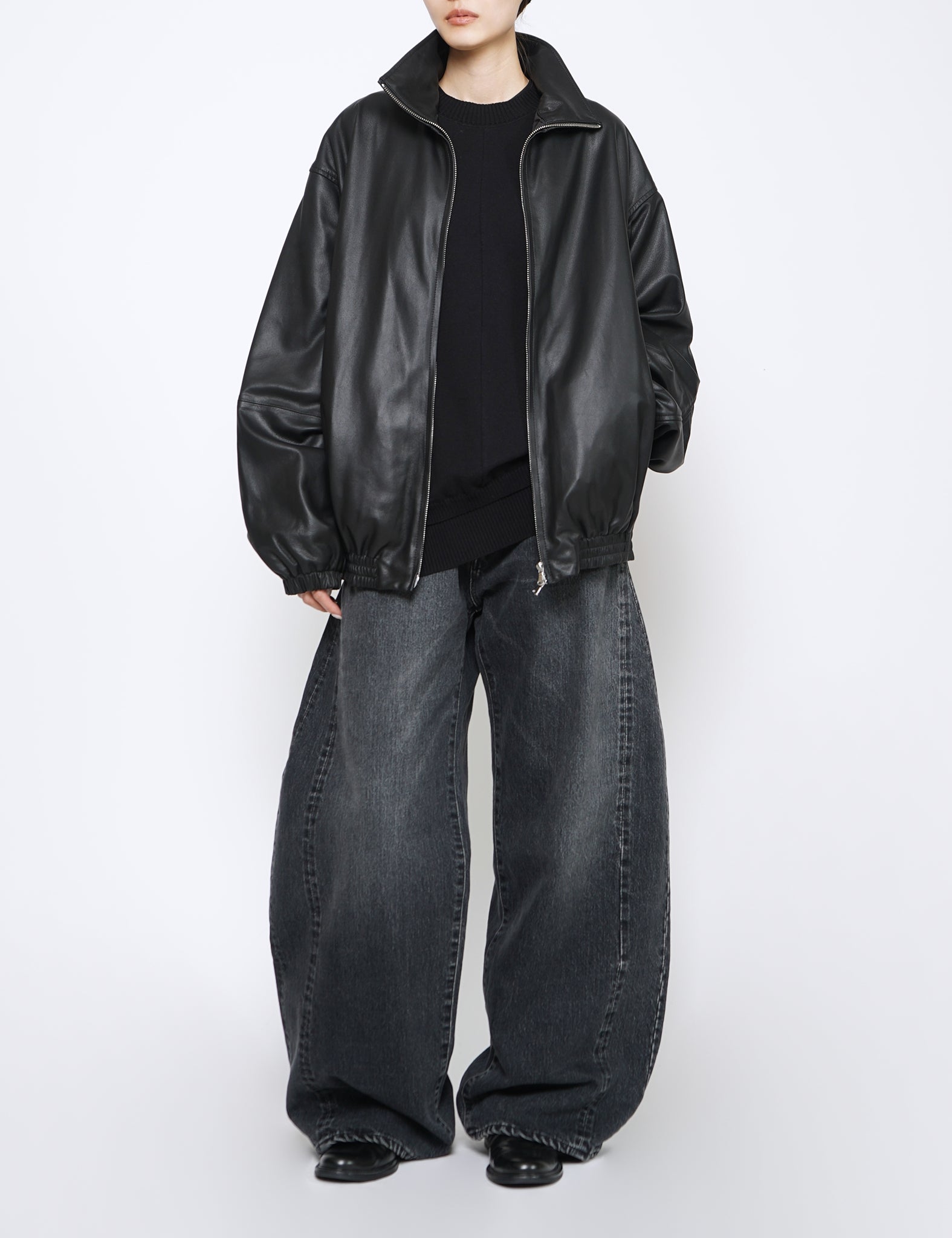 BLACK COTTON SMOOTH KNIT LS