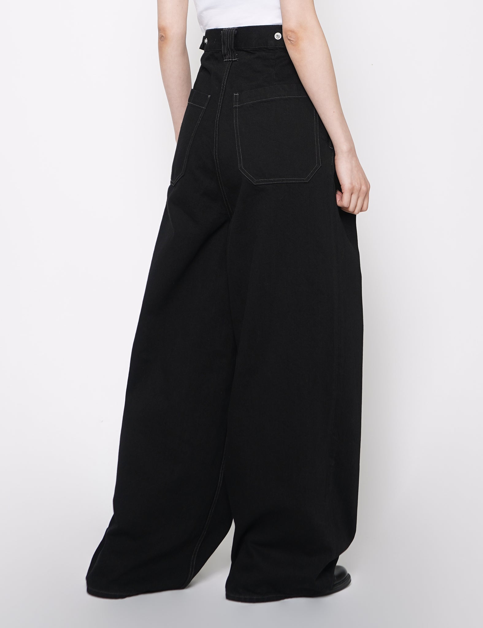 BLACK DENIM WIDE-LEG BAGGY PANTS