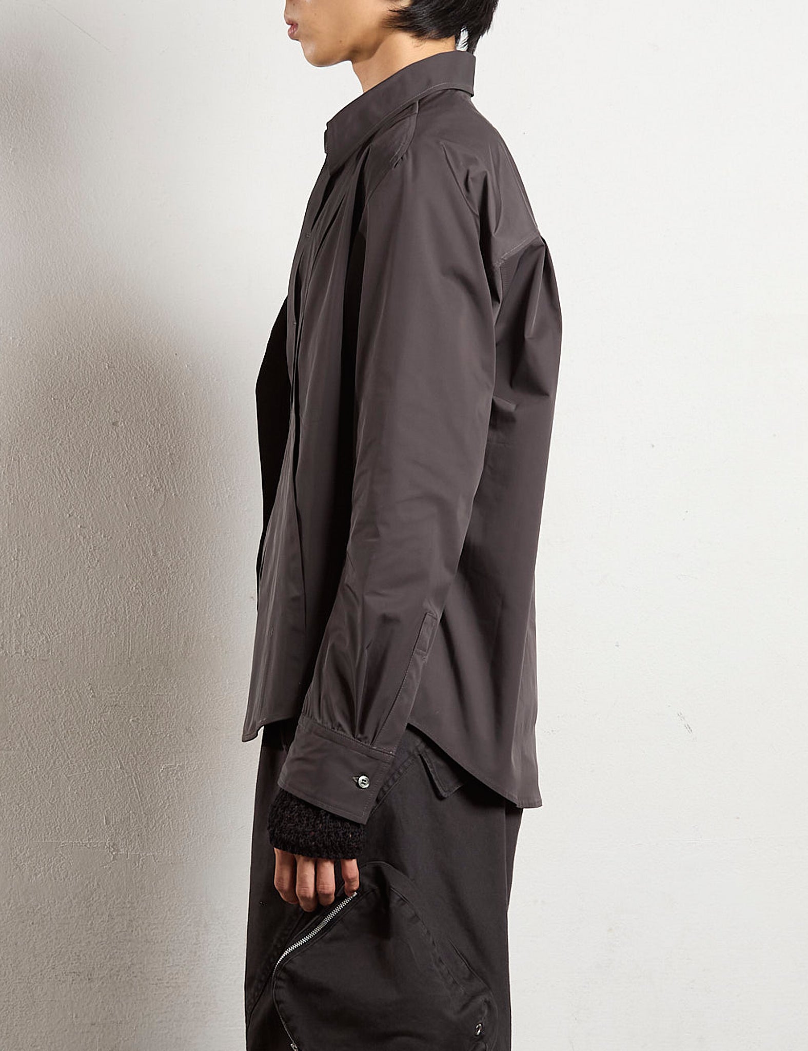 CHARCOAL FLY FRONT PANELLED UTILITY SHIRT