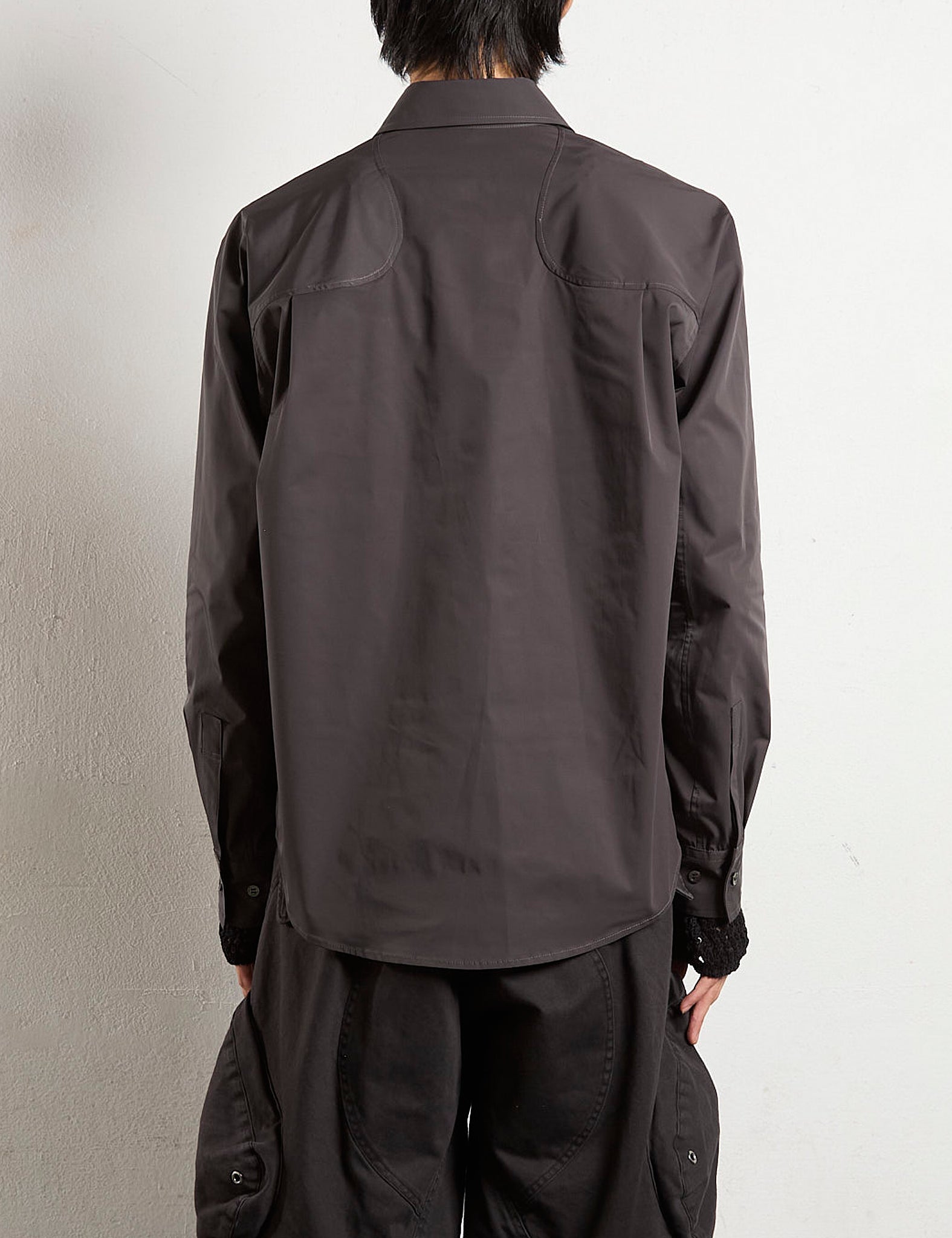 CHARCOAL FLY FRONT PANELLED UTILITY SHIRT