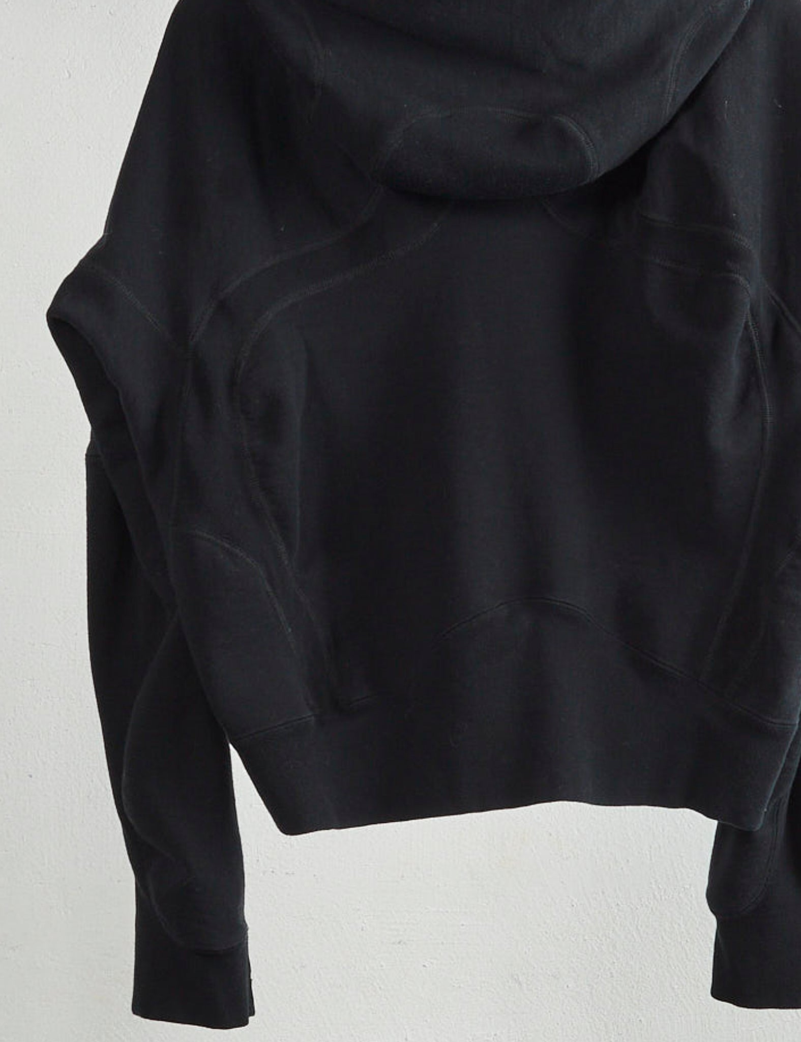BLACK PANELLED ZIP UP HOODIE