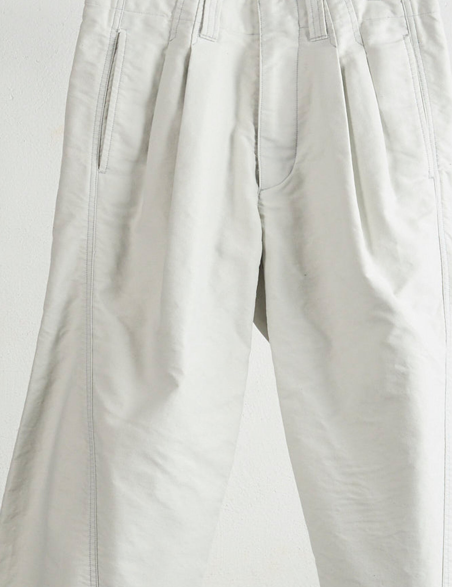 WHITE TUCKED WIDE LEG TROUSERS