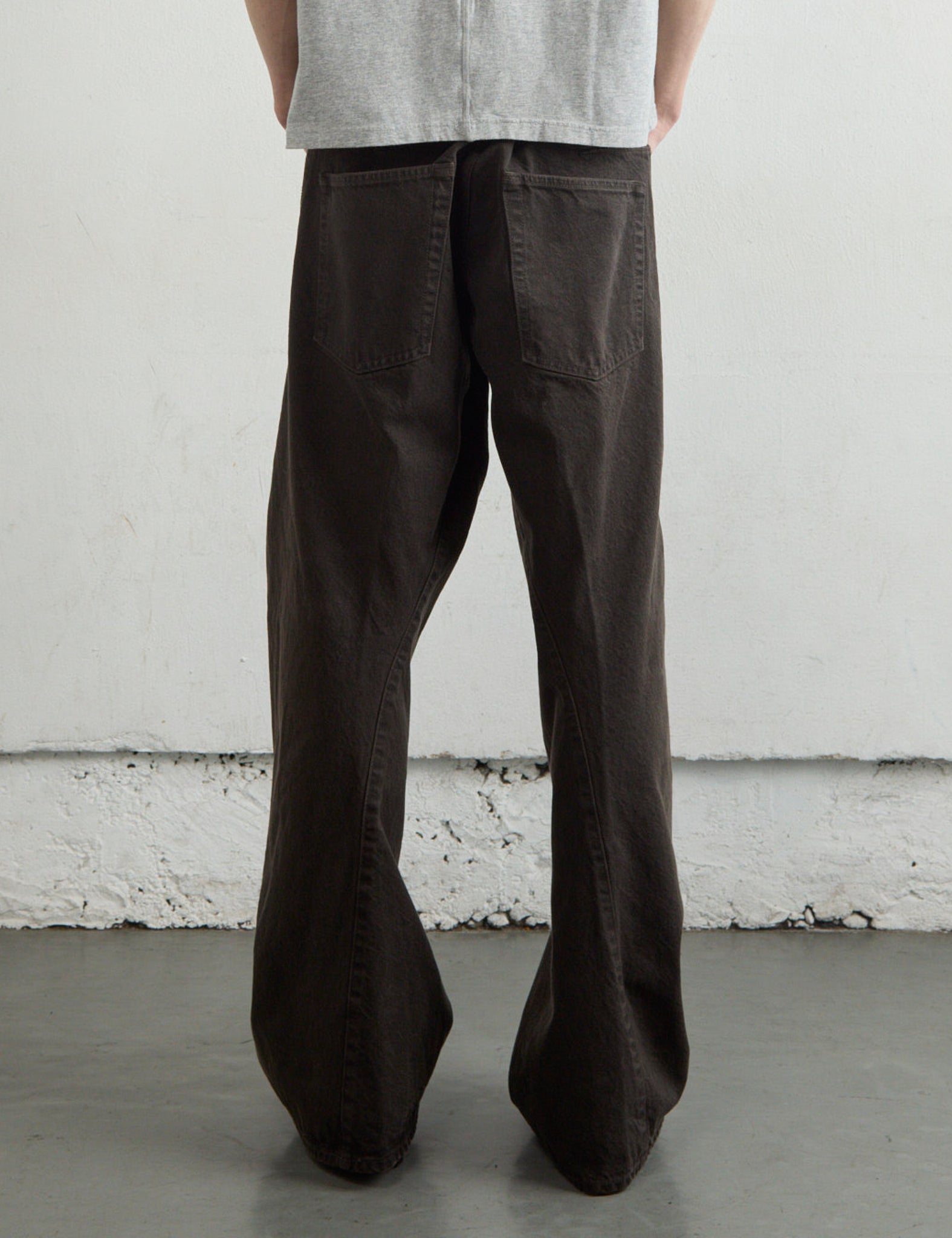 DARK BROWN 3D TWISTED WIDE LEG JEANS