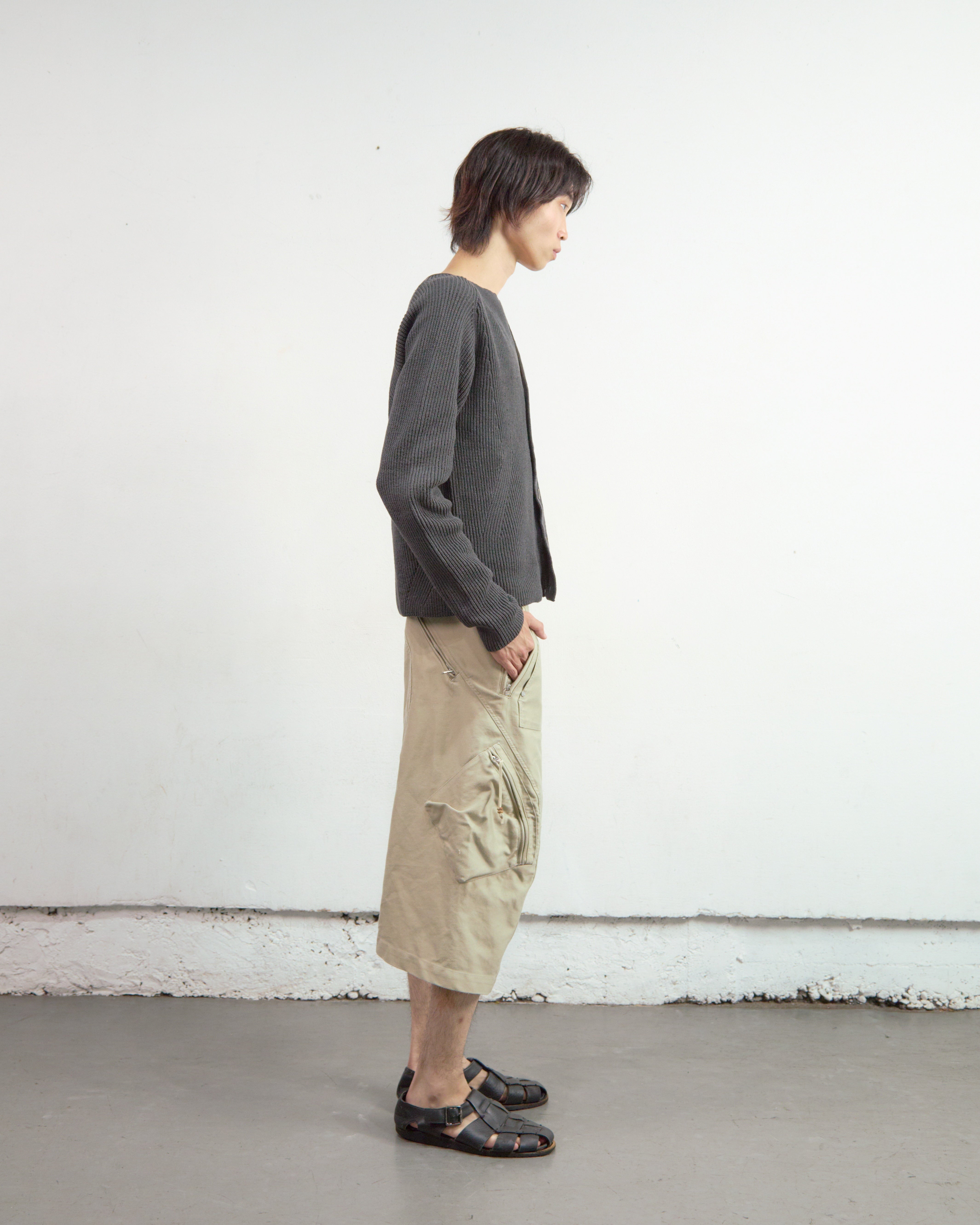CHARCOAL RIBBED CARDIGAN