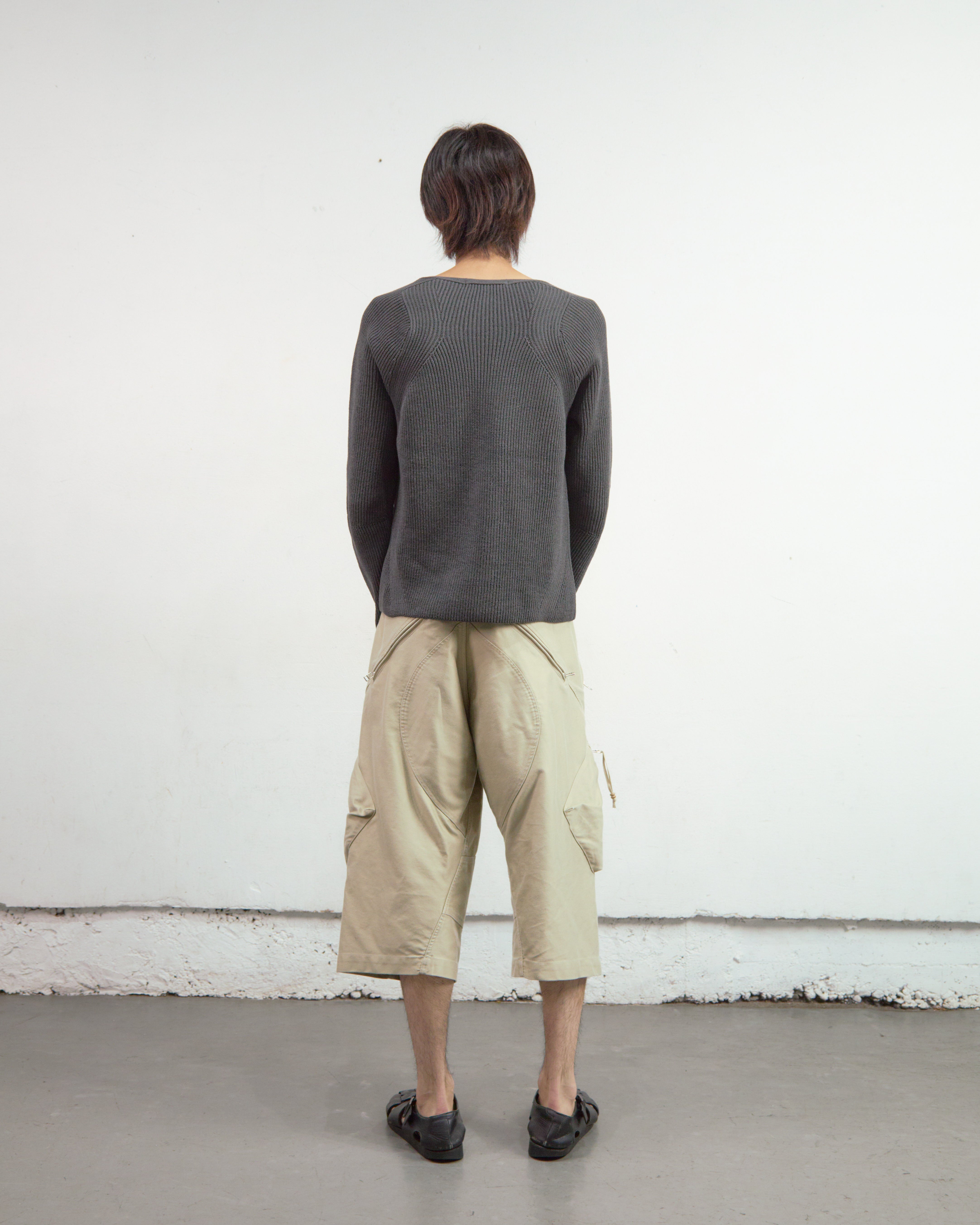CHARCOAL RIBBED CARDIGAN