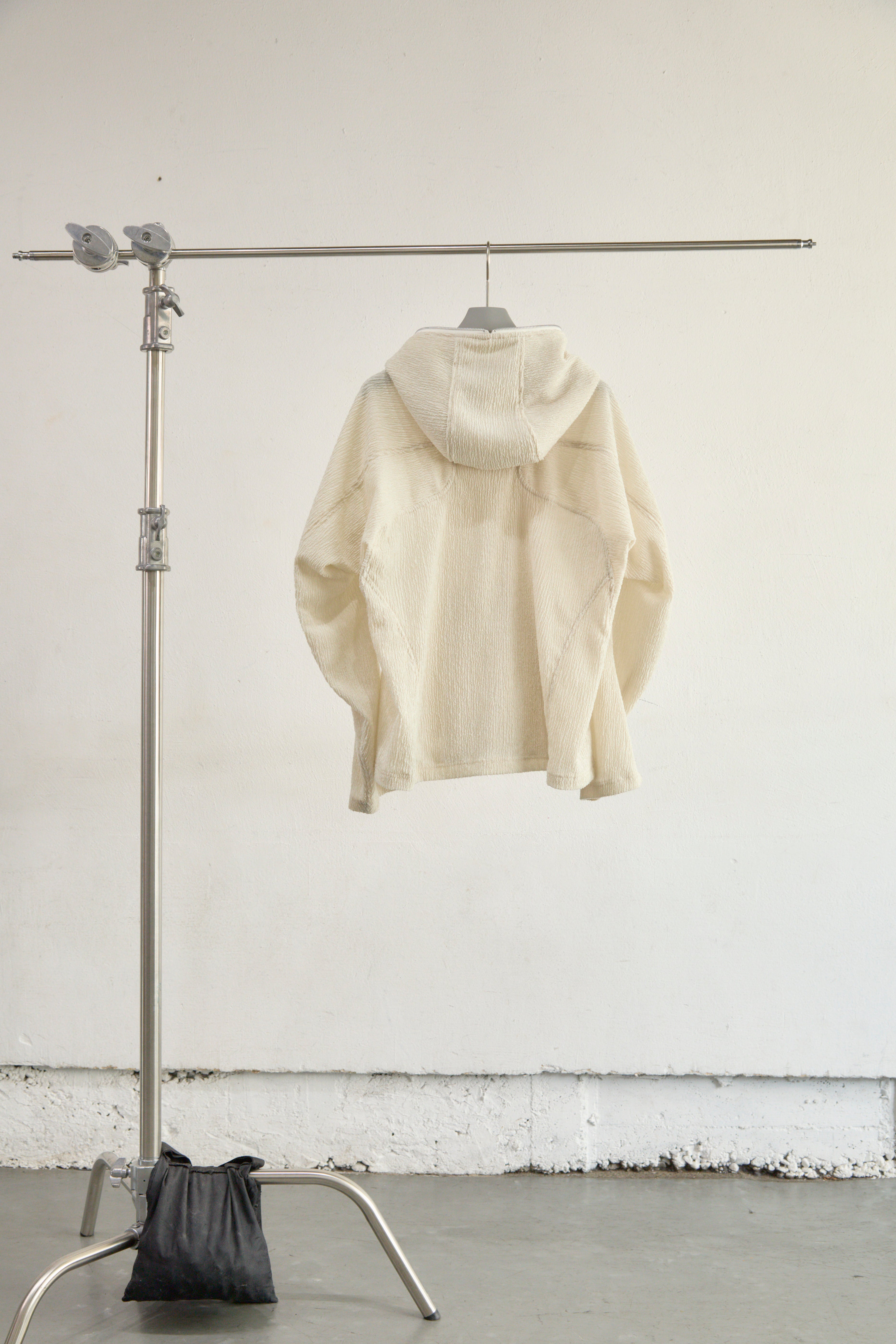 IVORY SEMI SHEER FULL ZIP UP HOODIE