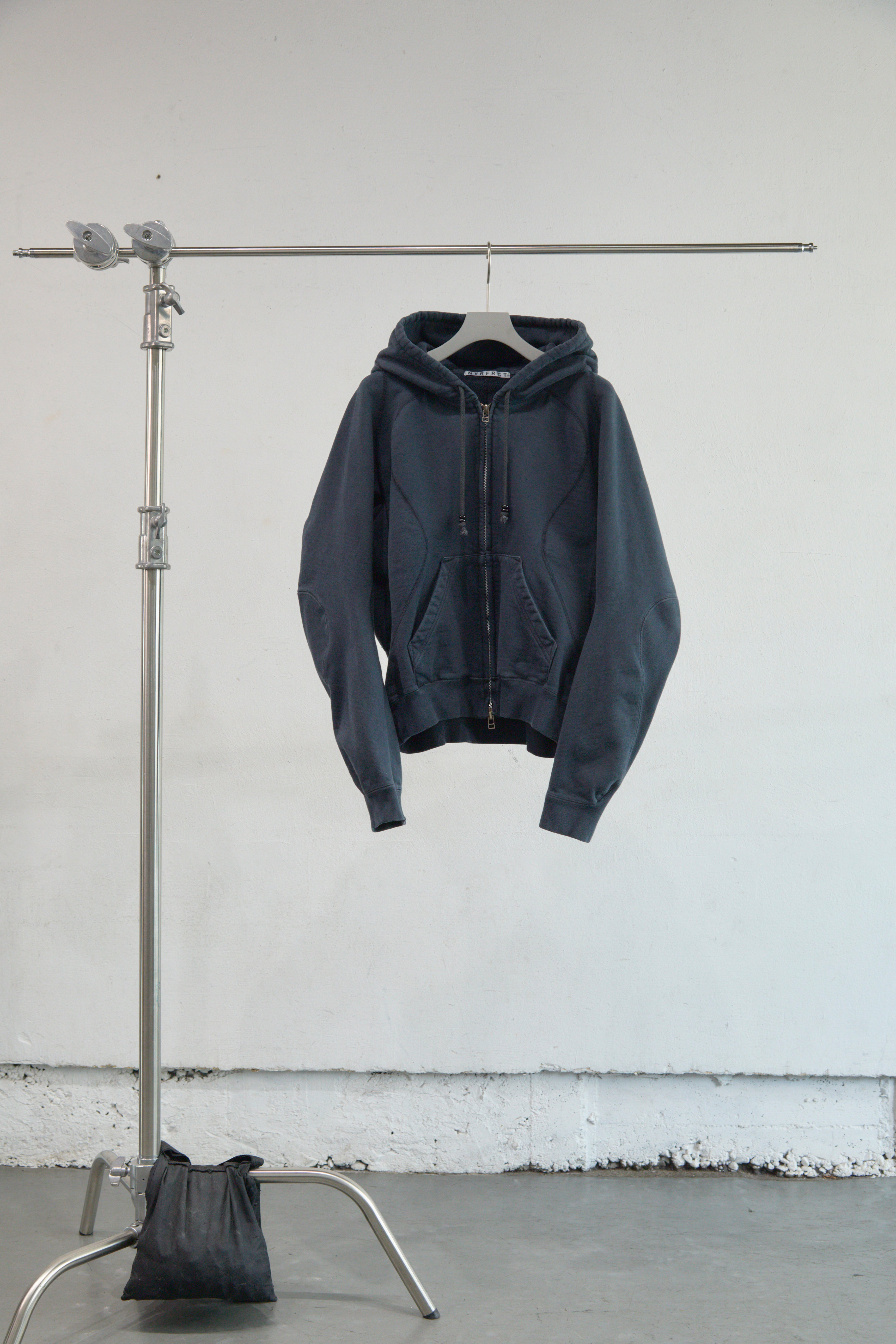 FADED INK PANELLED ZIP UP HOODIE