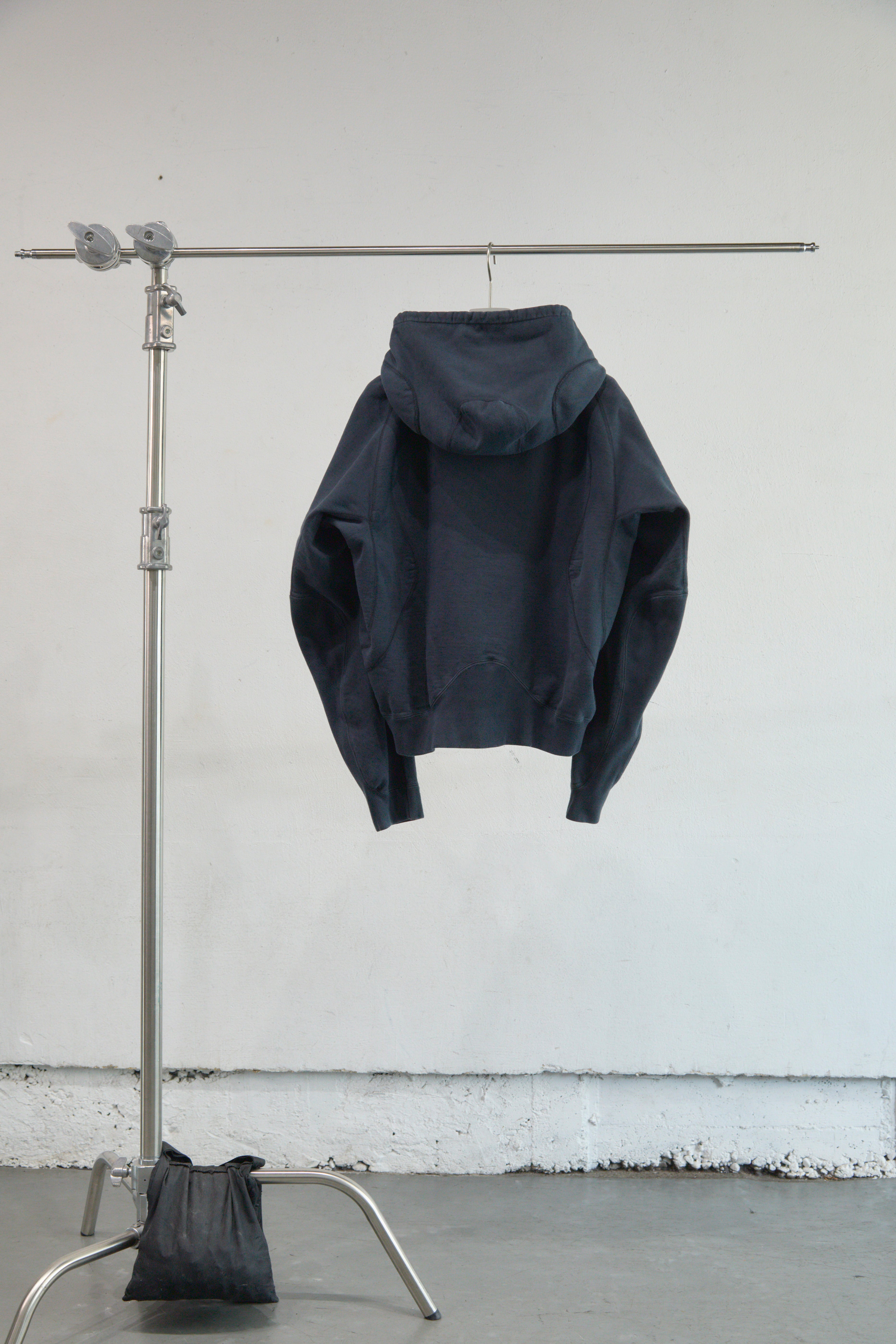 FADED INK PANELLED ZIP UP HOODIE