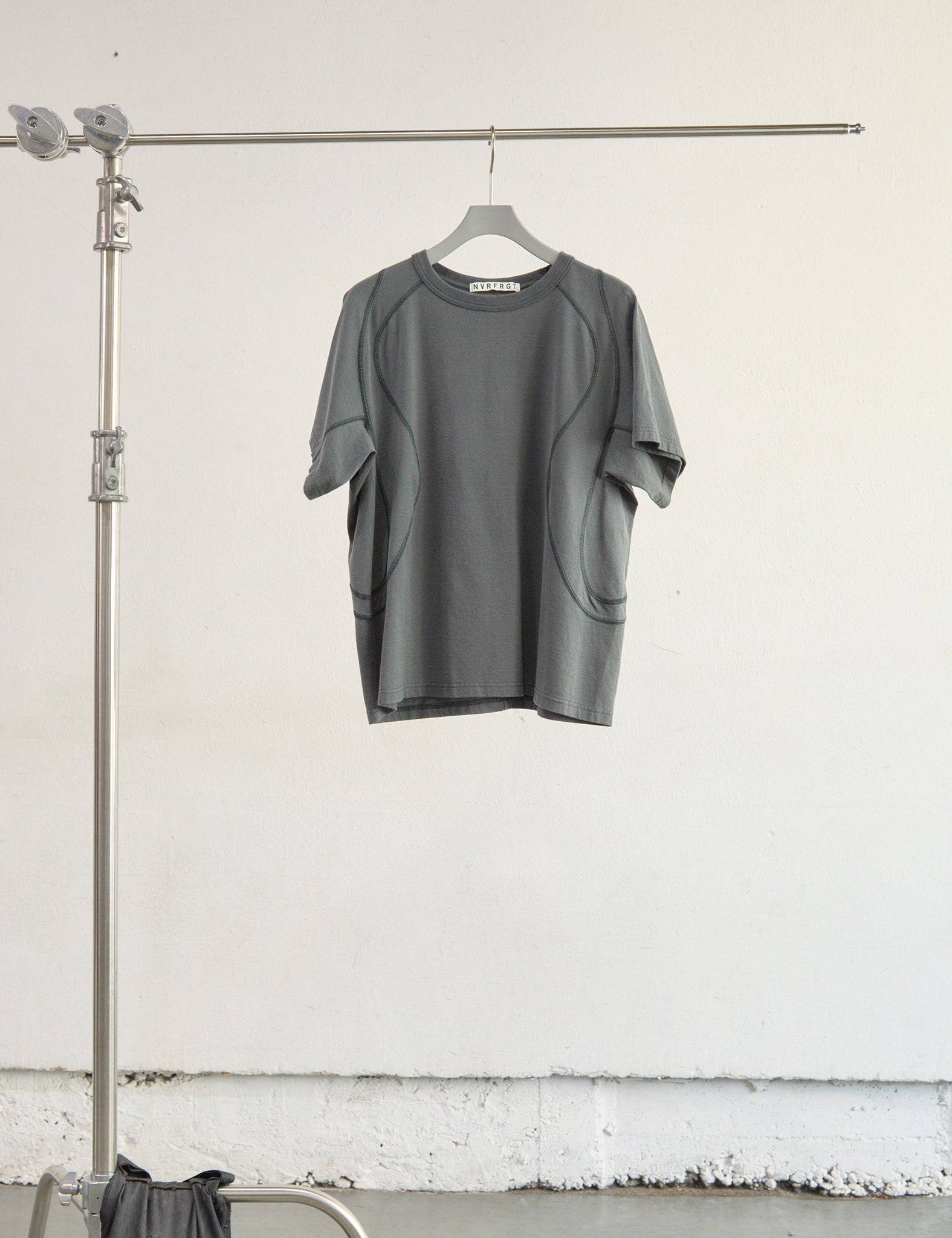 SLATE BLUE PANELLED HALF SLEEVE T-SHIRT