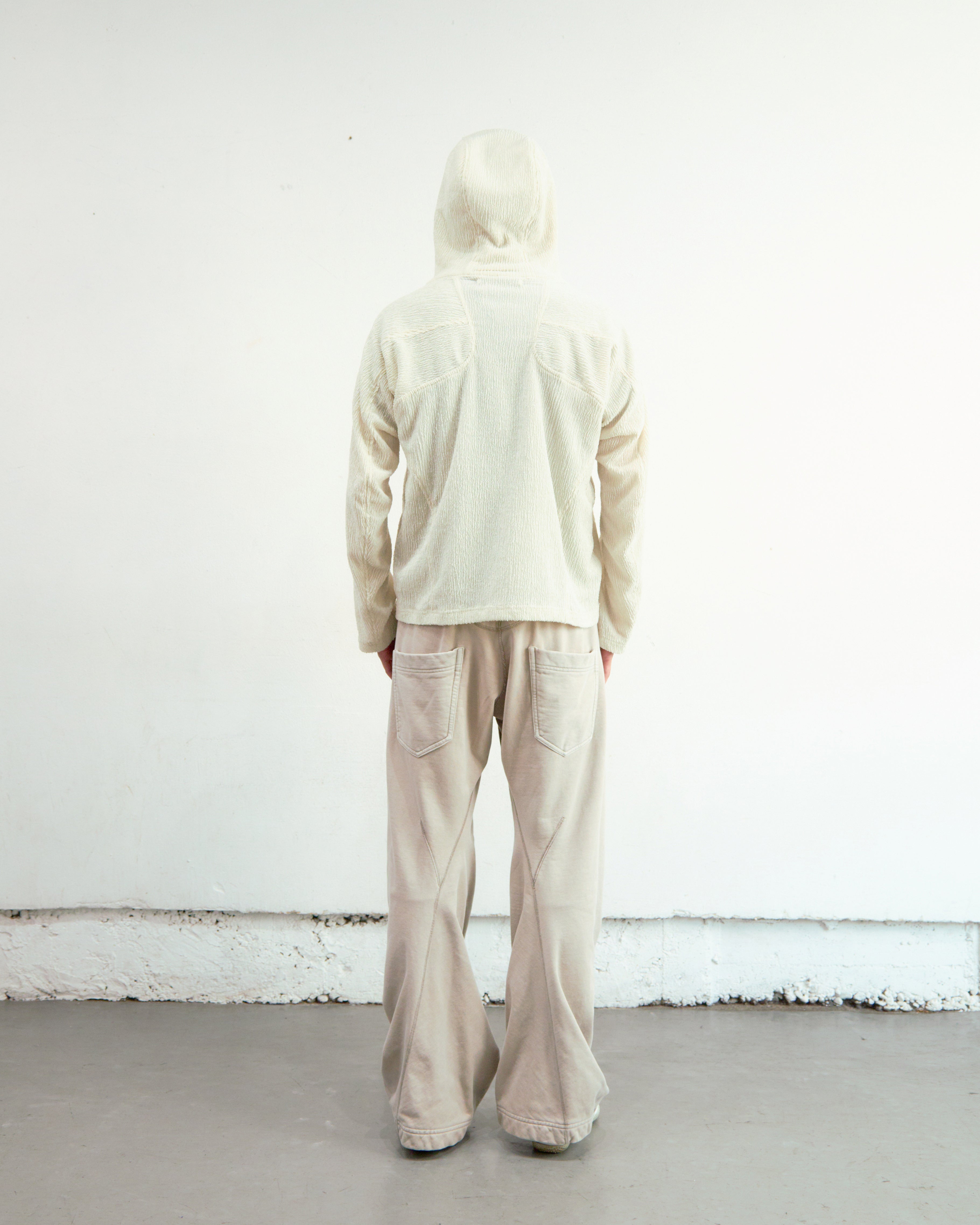 IVORY SEMI SHEER FULL ZIP UP HOODIE
