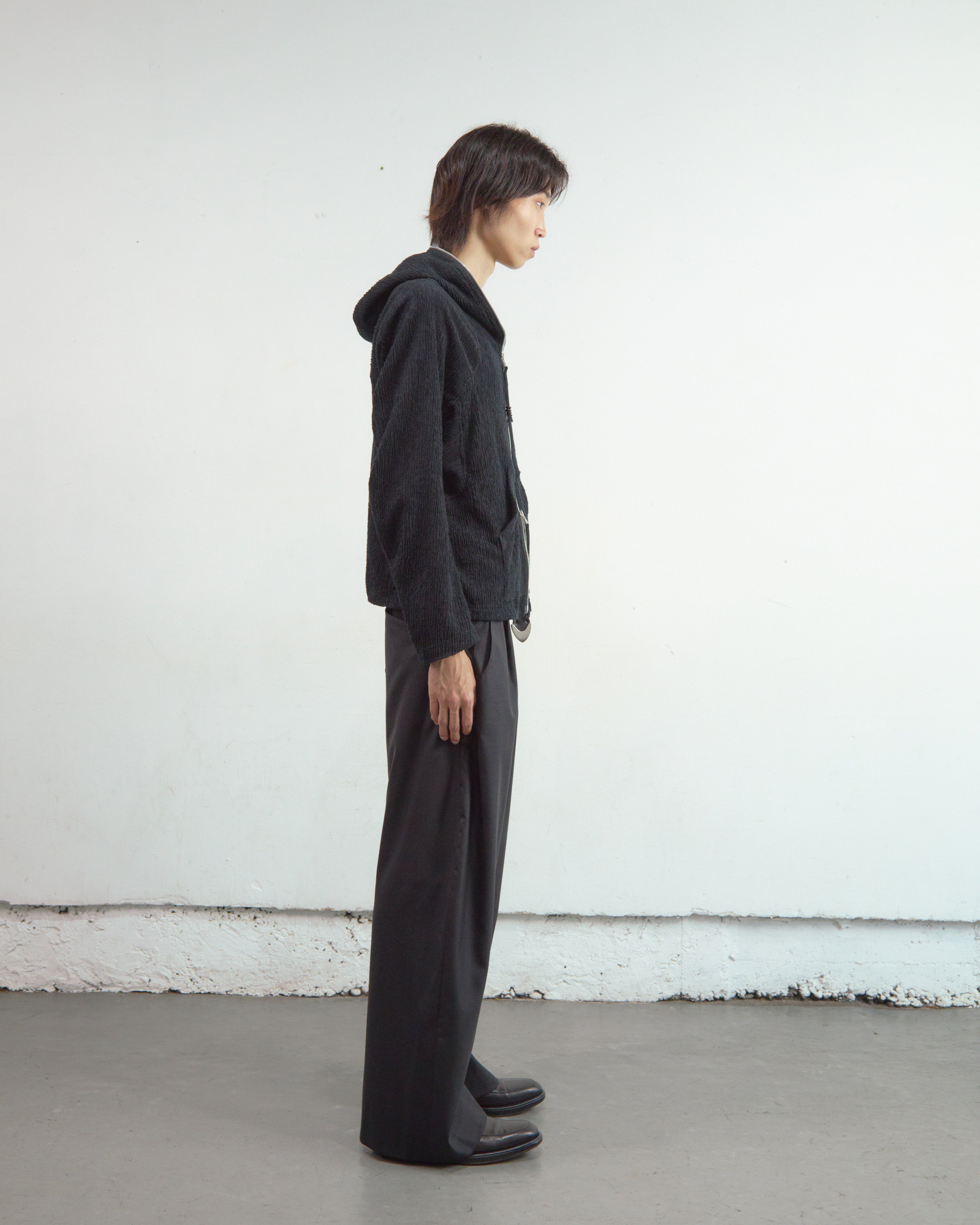 BLACK SEMI SHEER FULL ZIP UP HOODIE