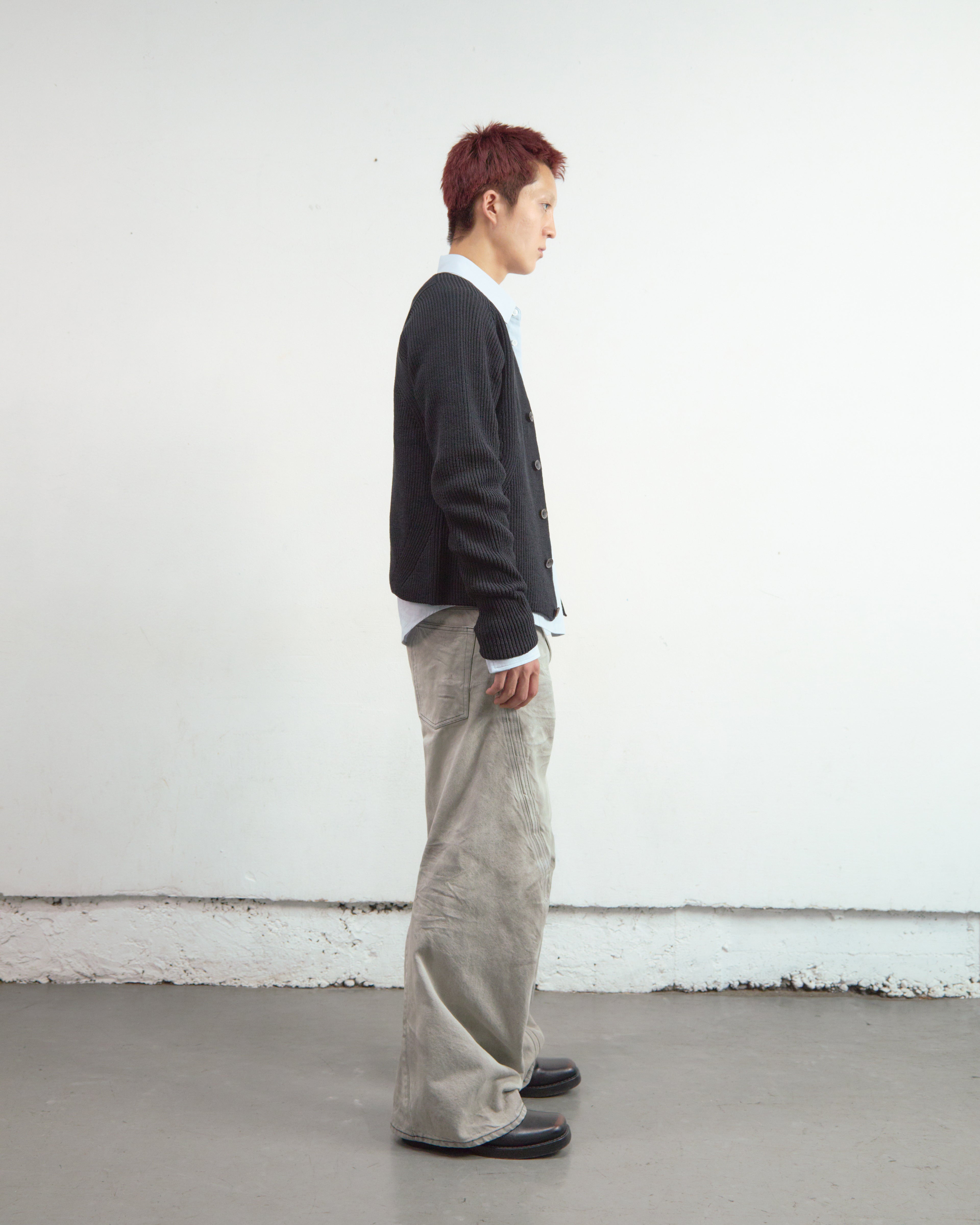 LIGHT FADED GREY 3D TWISTED WIDE LEG JEANS