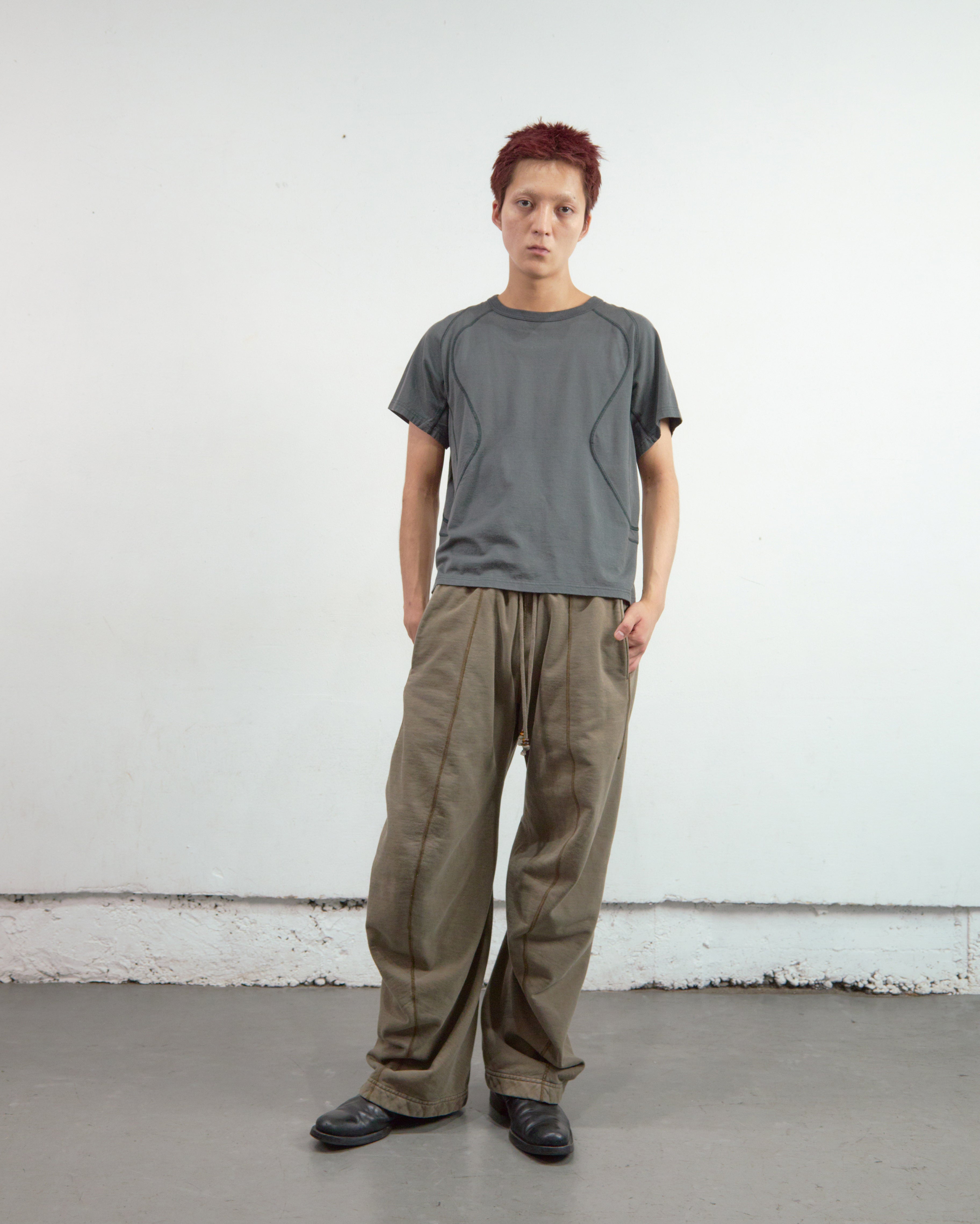 SLATE BLUE PANELLED HALF SLEEVE T-SHIRT