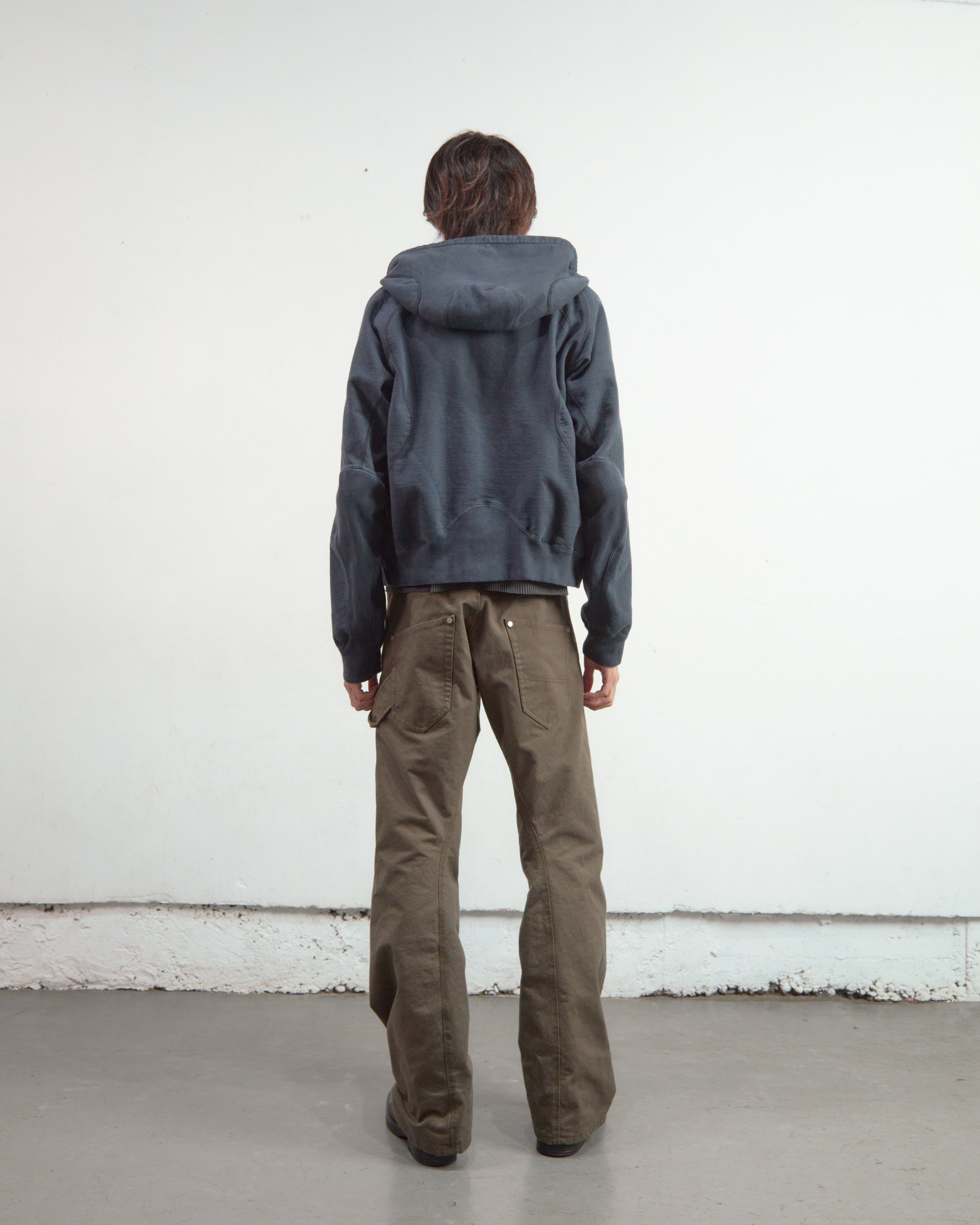FADED INK PANELLED ZIP UP HOODIE