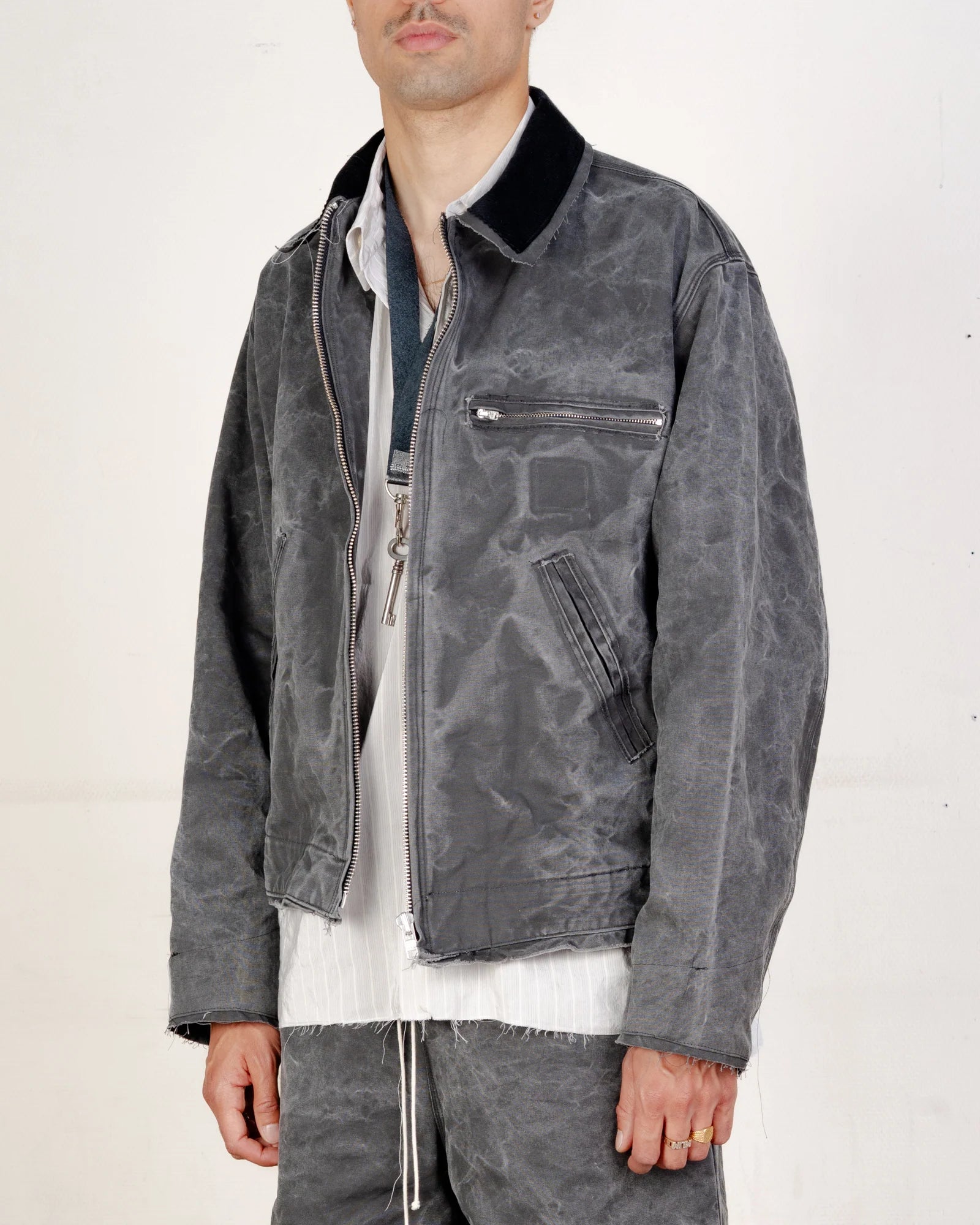 BLACK VINTAGE WASH WORKER JACKET