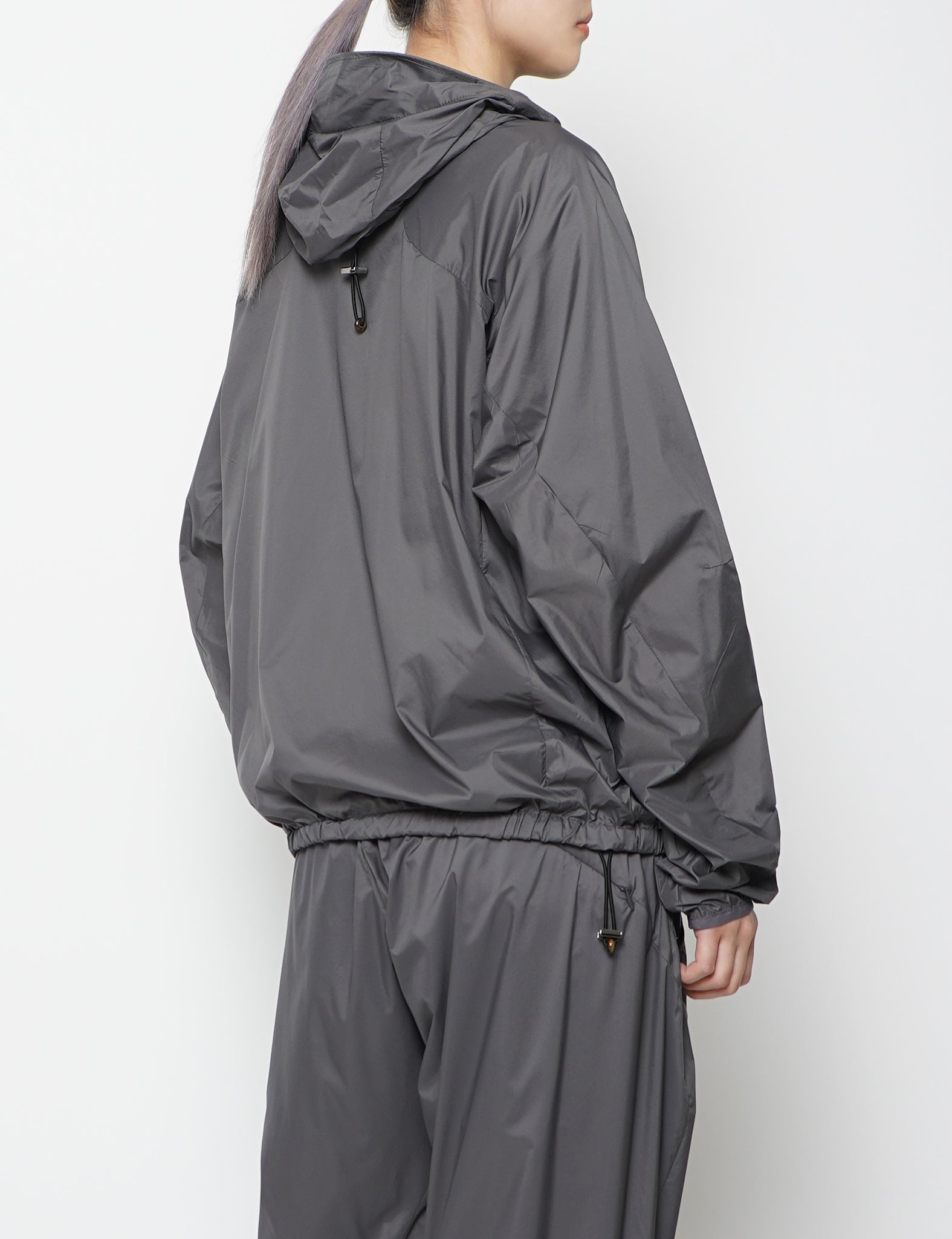 STEEL GREY PANELED LIGHT WEIGHT HOODED JACKET