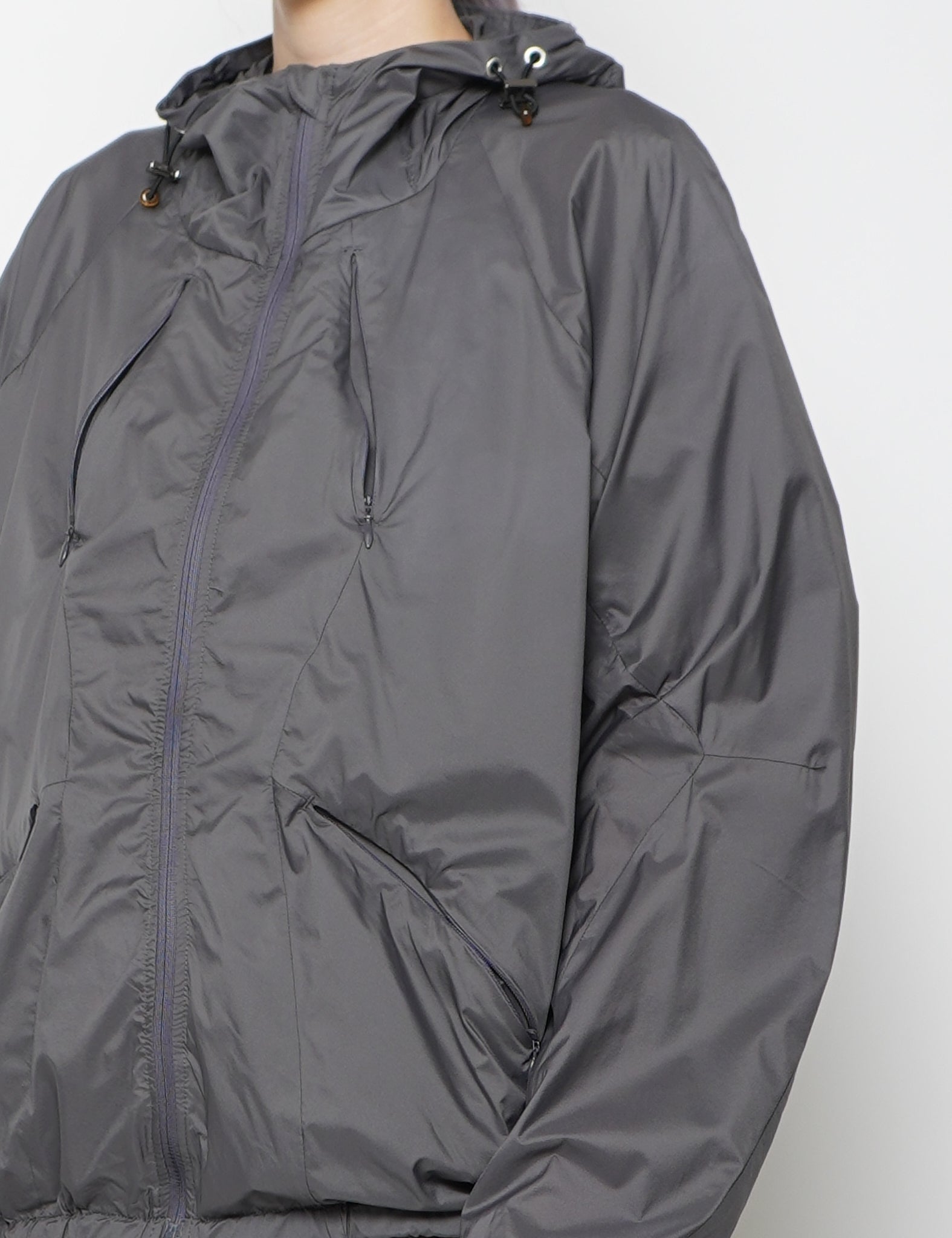 STEEL GREY PANELED LIGHT WEIGHT HOODED JACKET