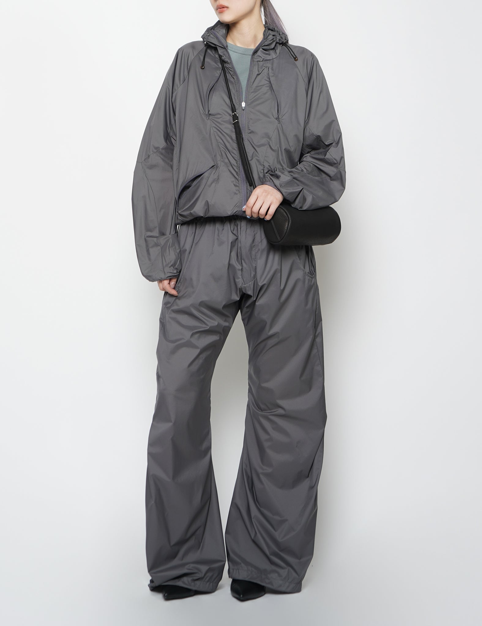 STEEL GREY PANELED LIGHT WEIGHT TRACK PANTS