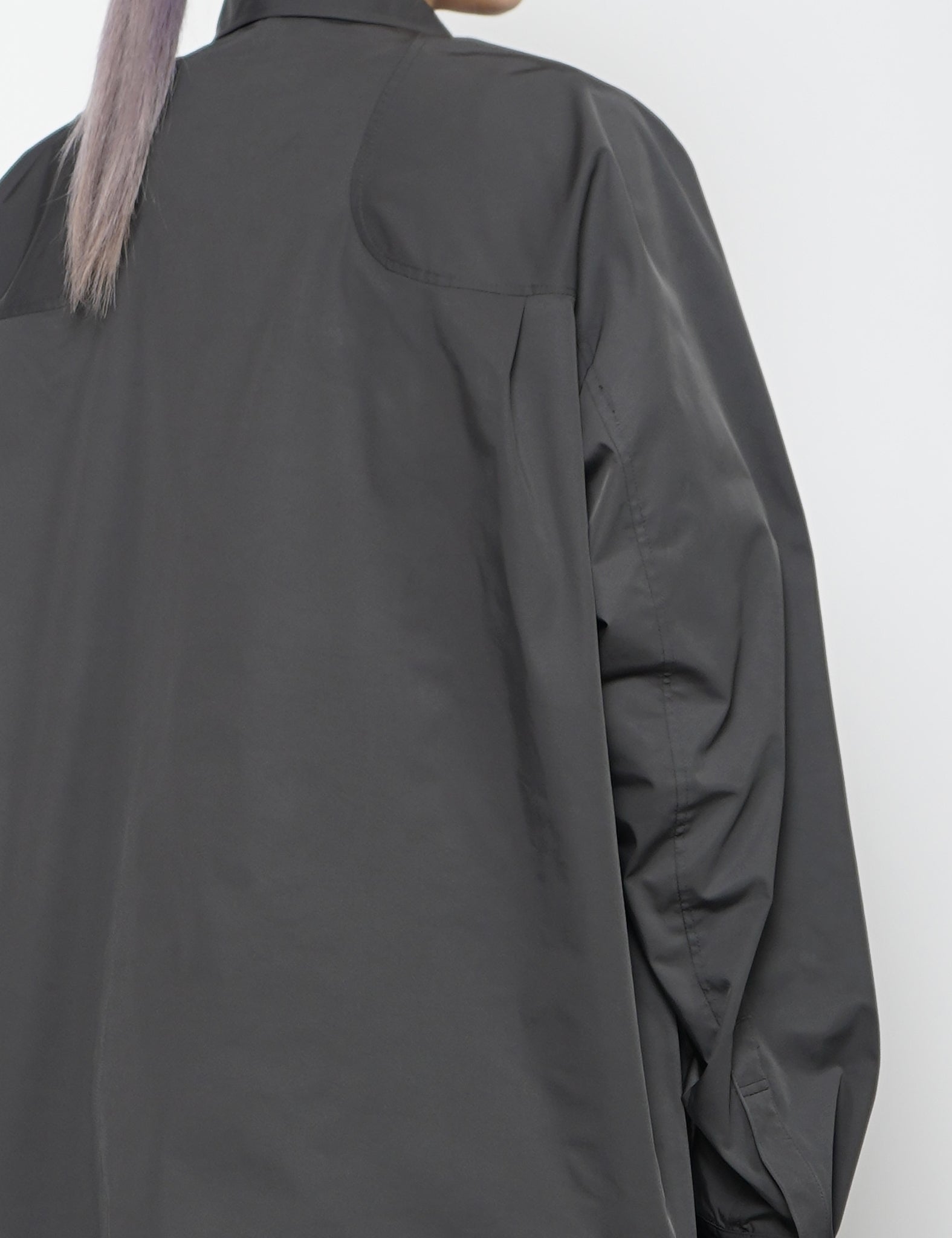 CHARCOAL FLY FRONT PANELLED UTILITY SHIRT