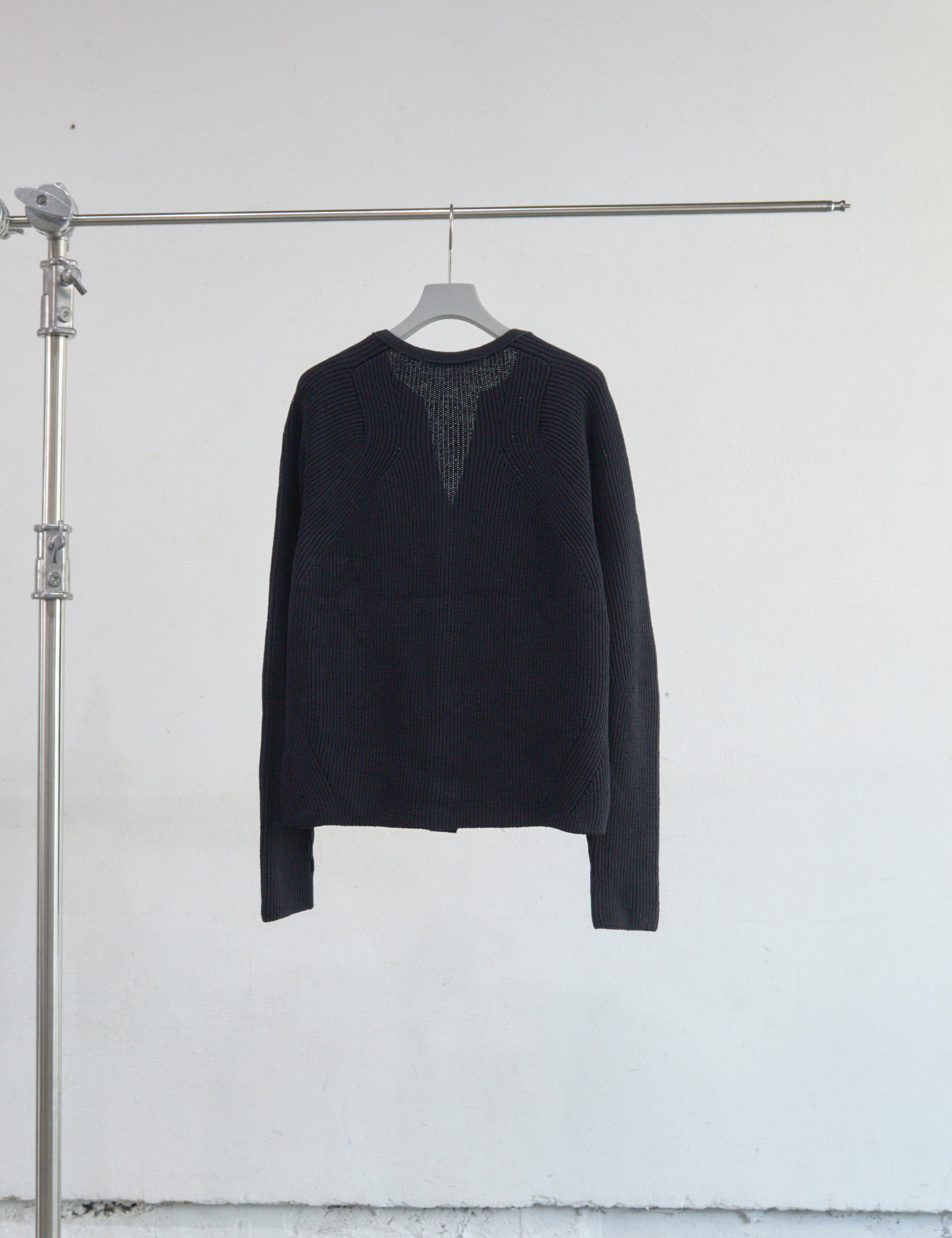BLACK RIBBED CARDIGAN